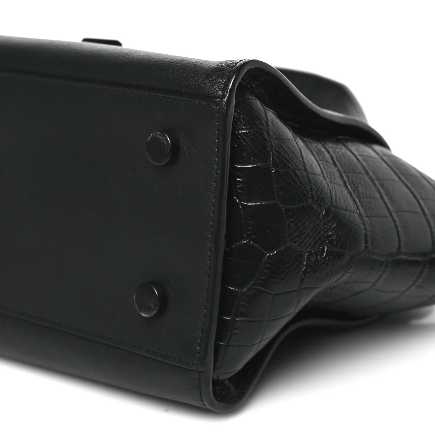 Smooth Calfskin Crocodile Embossed Baby Monogram Downtown Cabas Black - Image 9