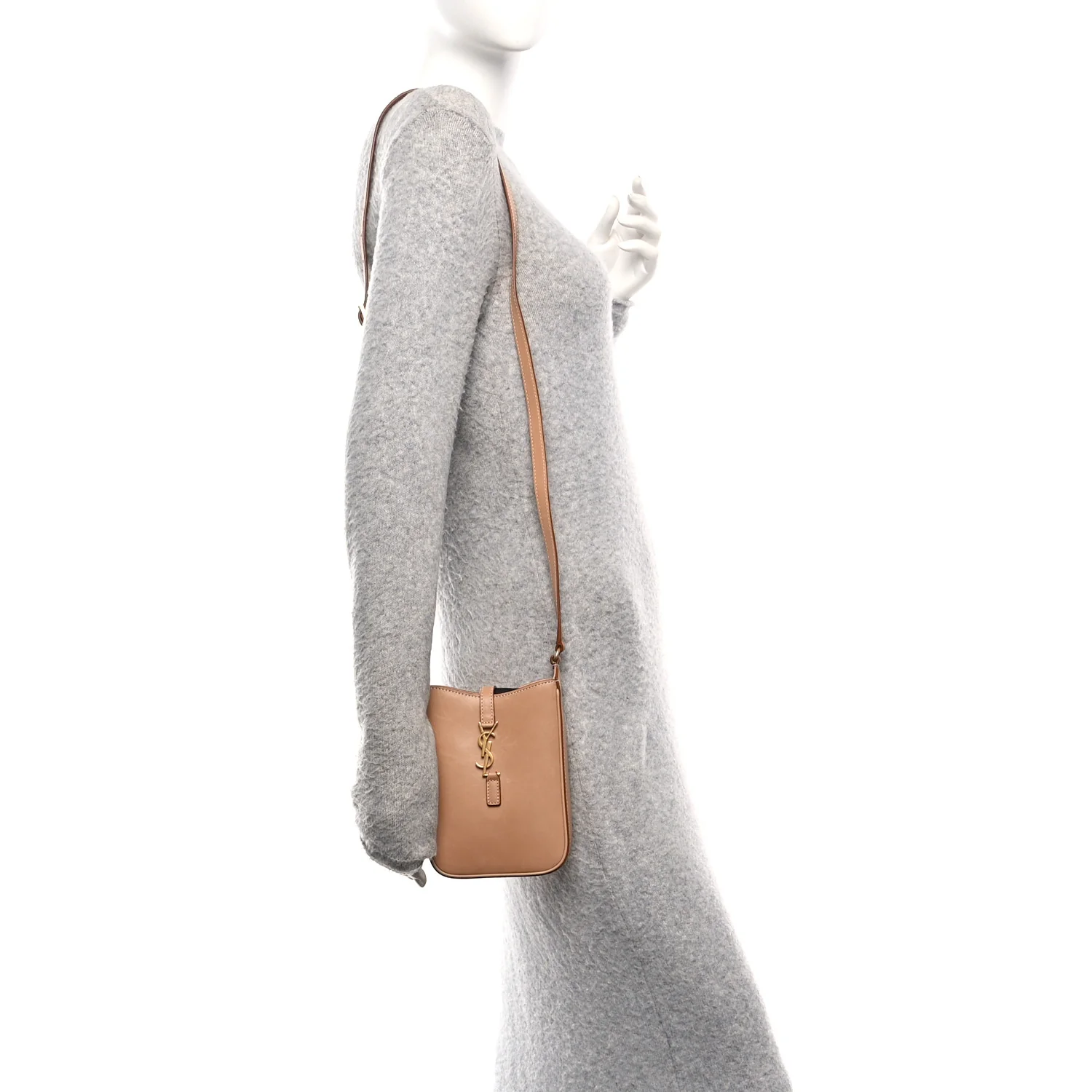 Smooth Calfskin Le 5 A 7 Vertical Hobo Brown Gold - Image 2