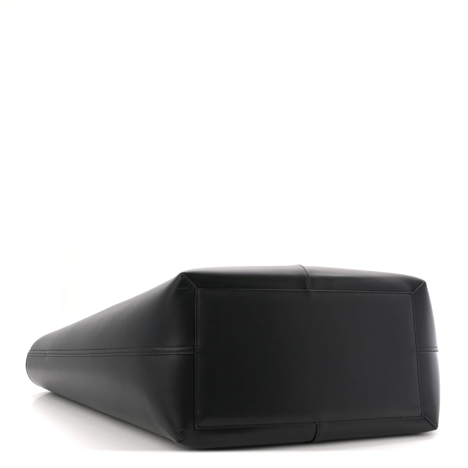 Smooth Calfskin Maxi Trapezoid Shopping Tote Black - Image 4