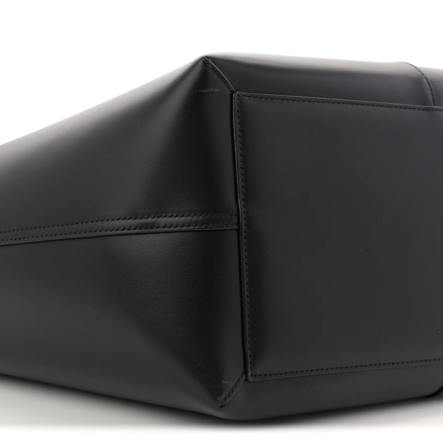 Smooth Calfskin Maxi Trapezoid Shopping Tote Black - Image 8
