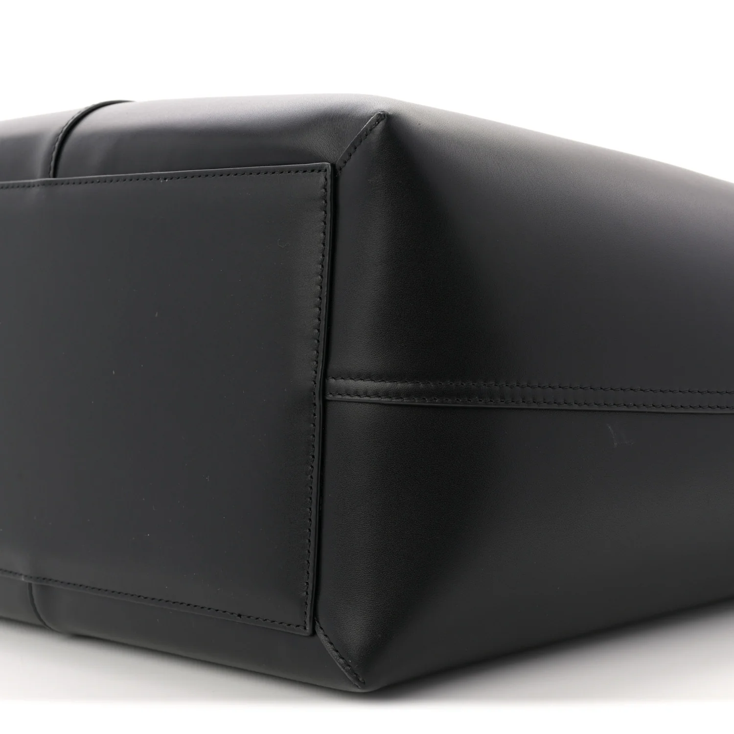 Smooth Calfskin Maxi Trapezoid Shopping Tote Black - Image 9