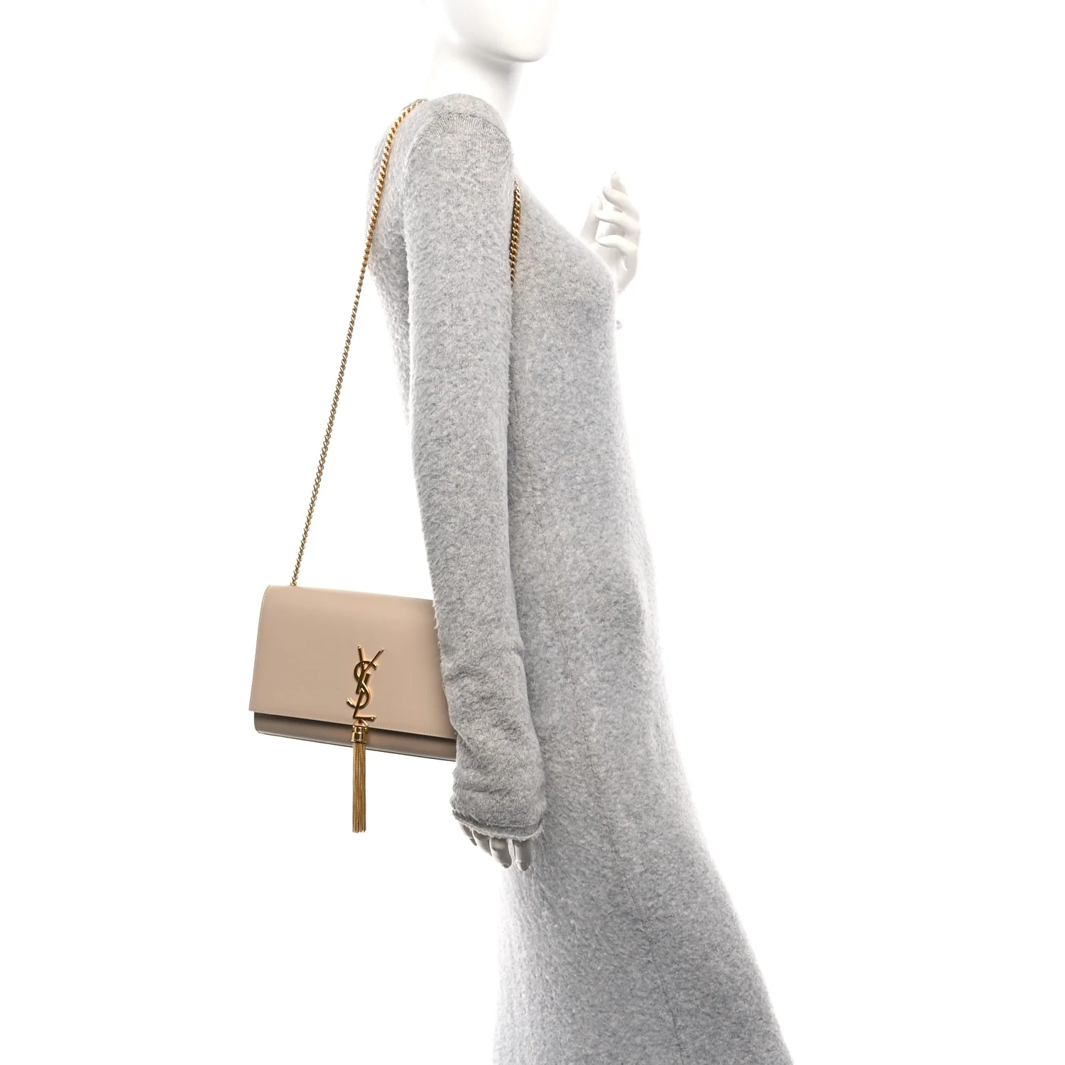 Smooth Calfskin Medium Classic Monogram Kate Tassel Satchel Nude Powder - Image 2