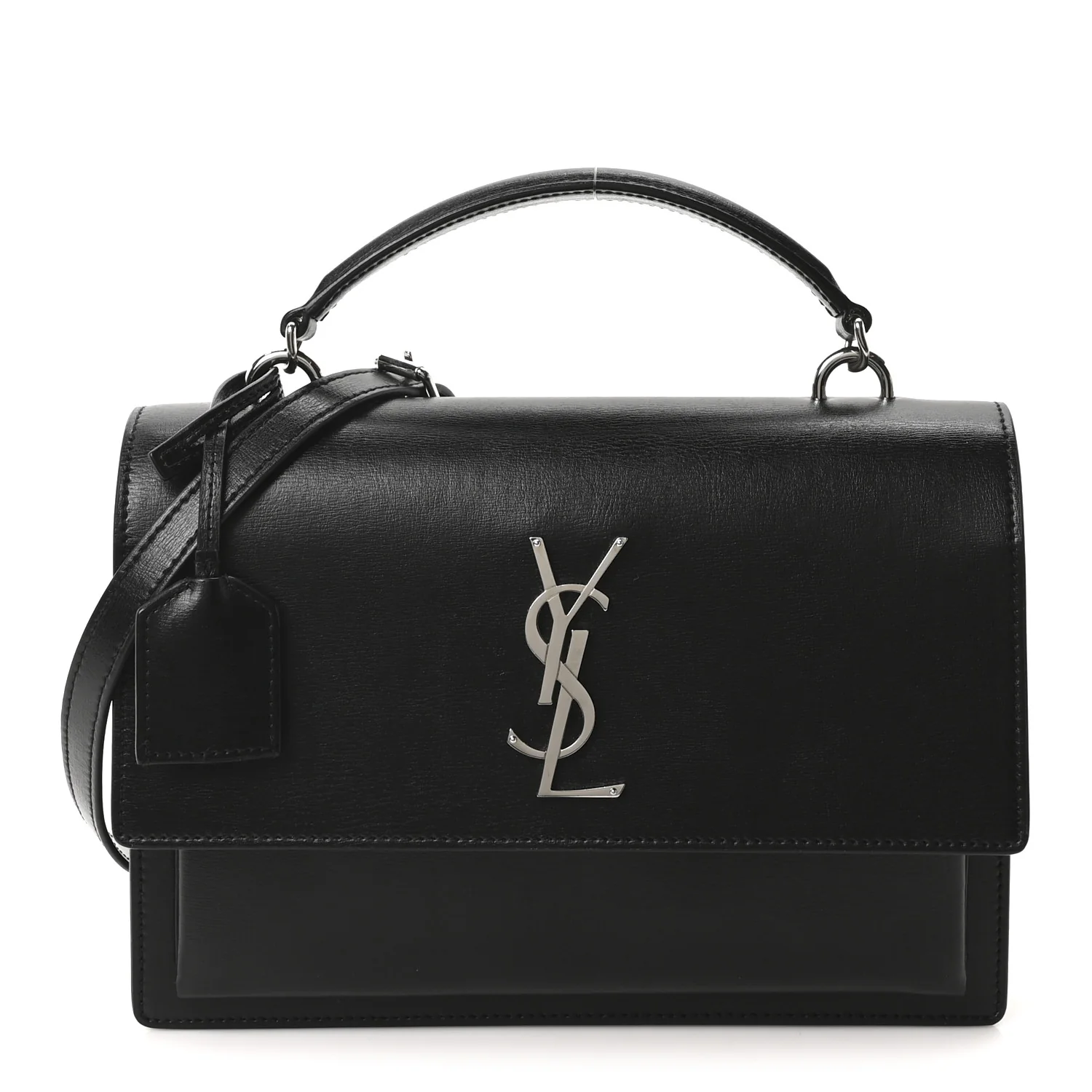 Smooth Calfskin Medium Monogram Sunset Satchel Black