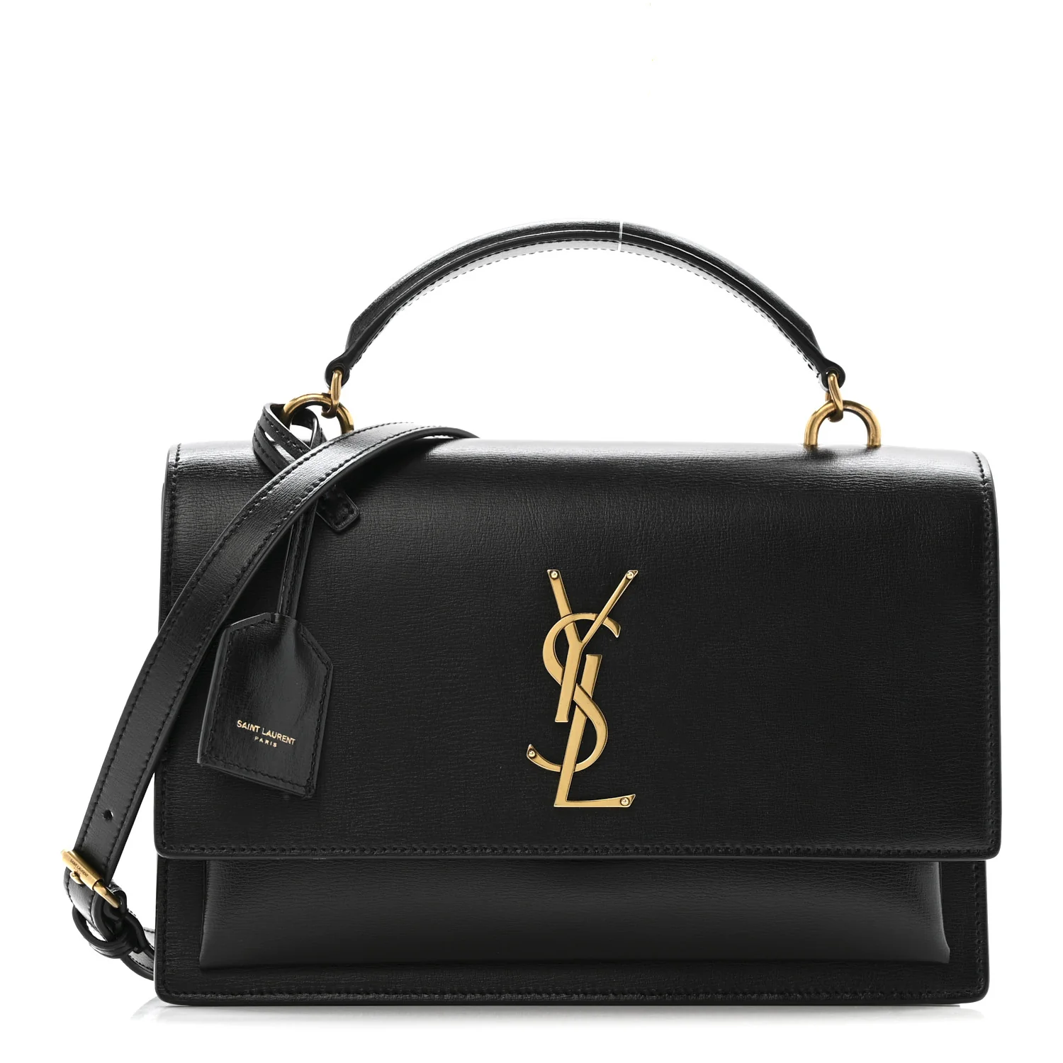 Smooth Calfskin Medium Monogram Sunset Satchel Black