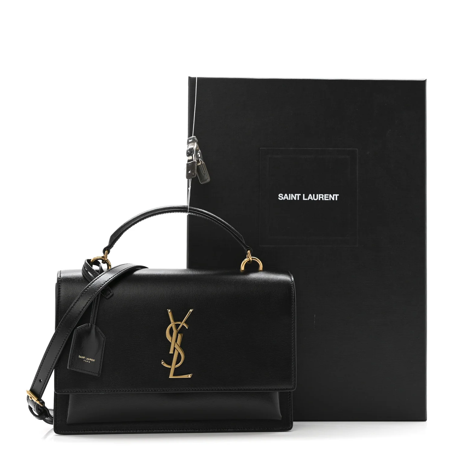 Smooth Calfskin Medium Monogram Sunset Satchel Black - Image 10