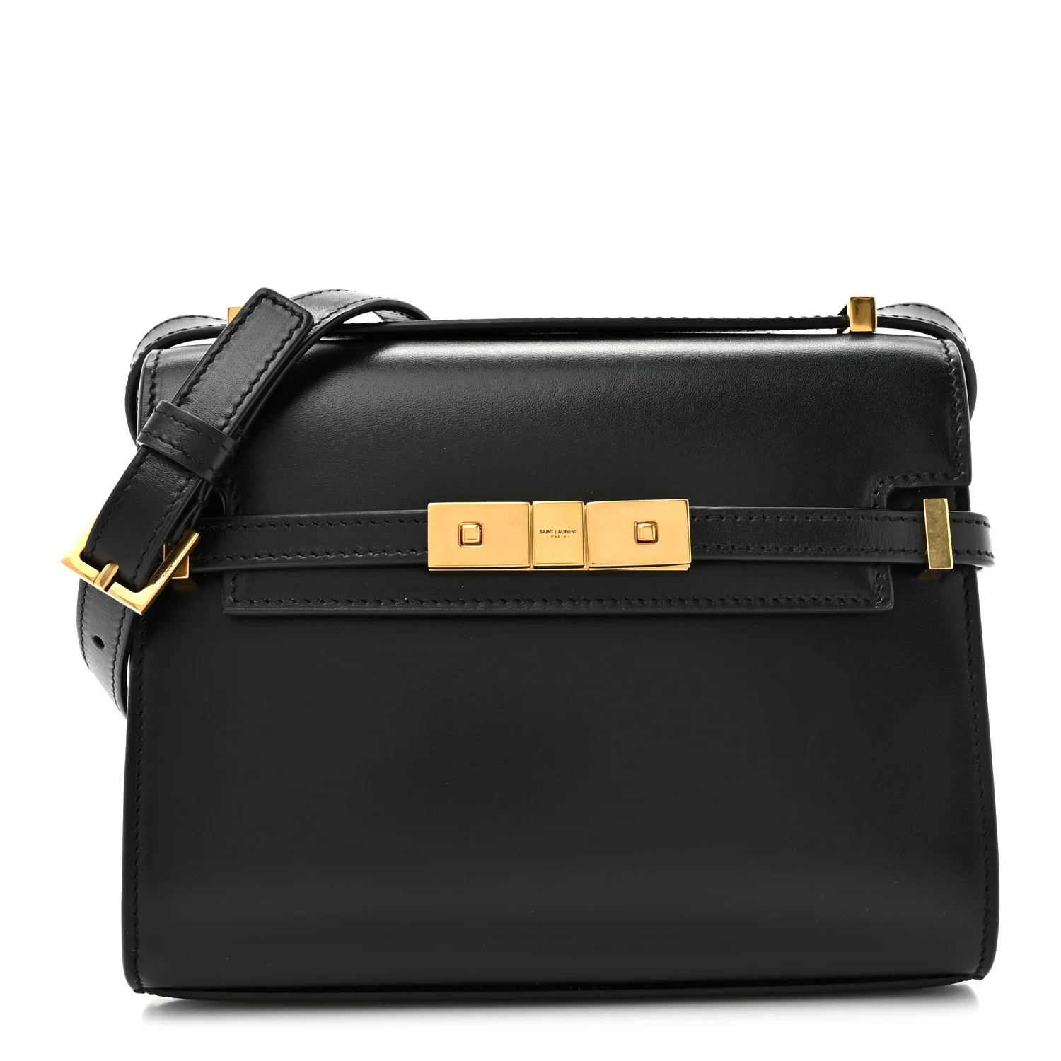 Smooth Calfskin Mini Manhattan Shoulder Bag Black