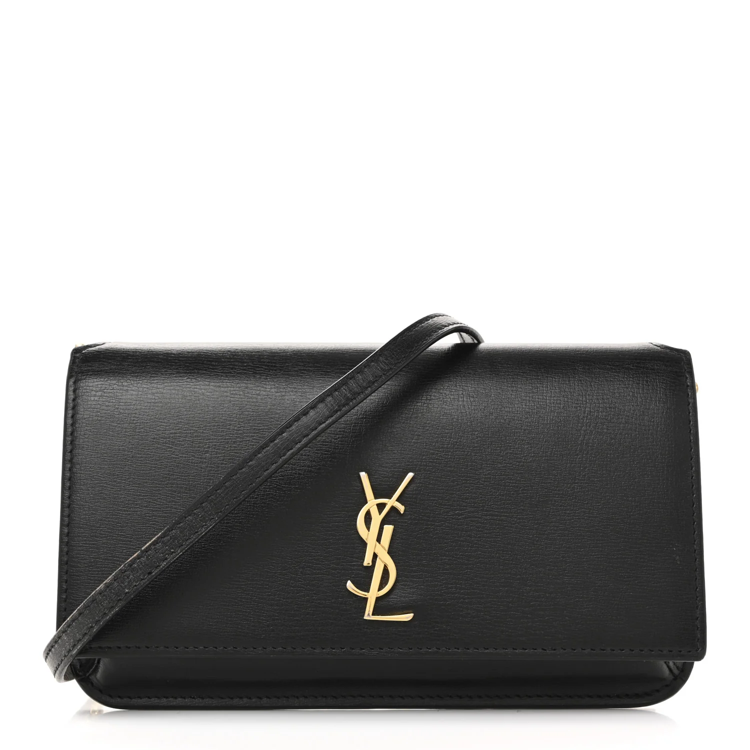 Smooth Calfskin Monogram Phone Holder Crossbody Black