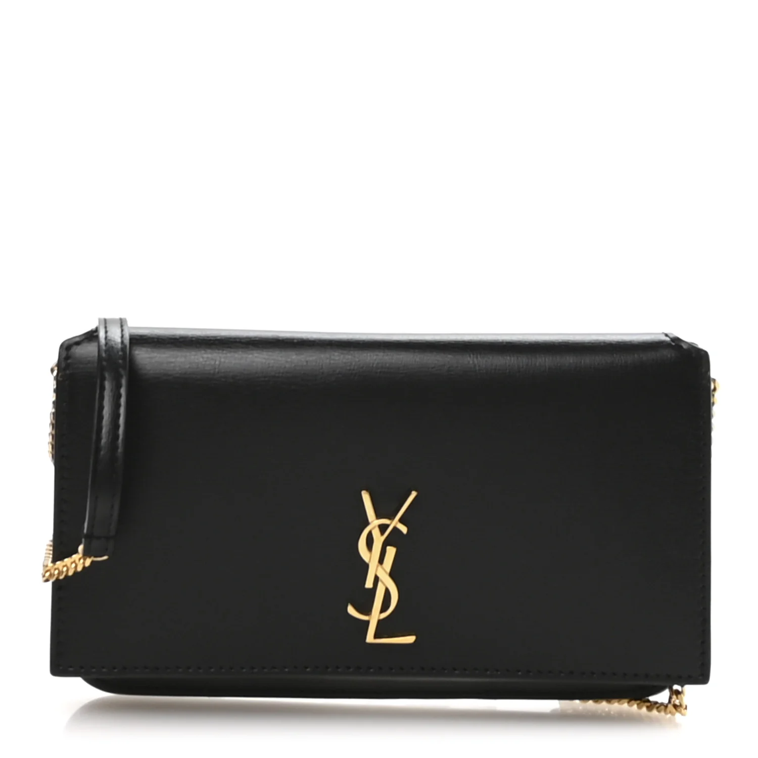 Smooth Calfskin Monogram Phone Holder Crossbody Black