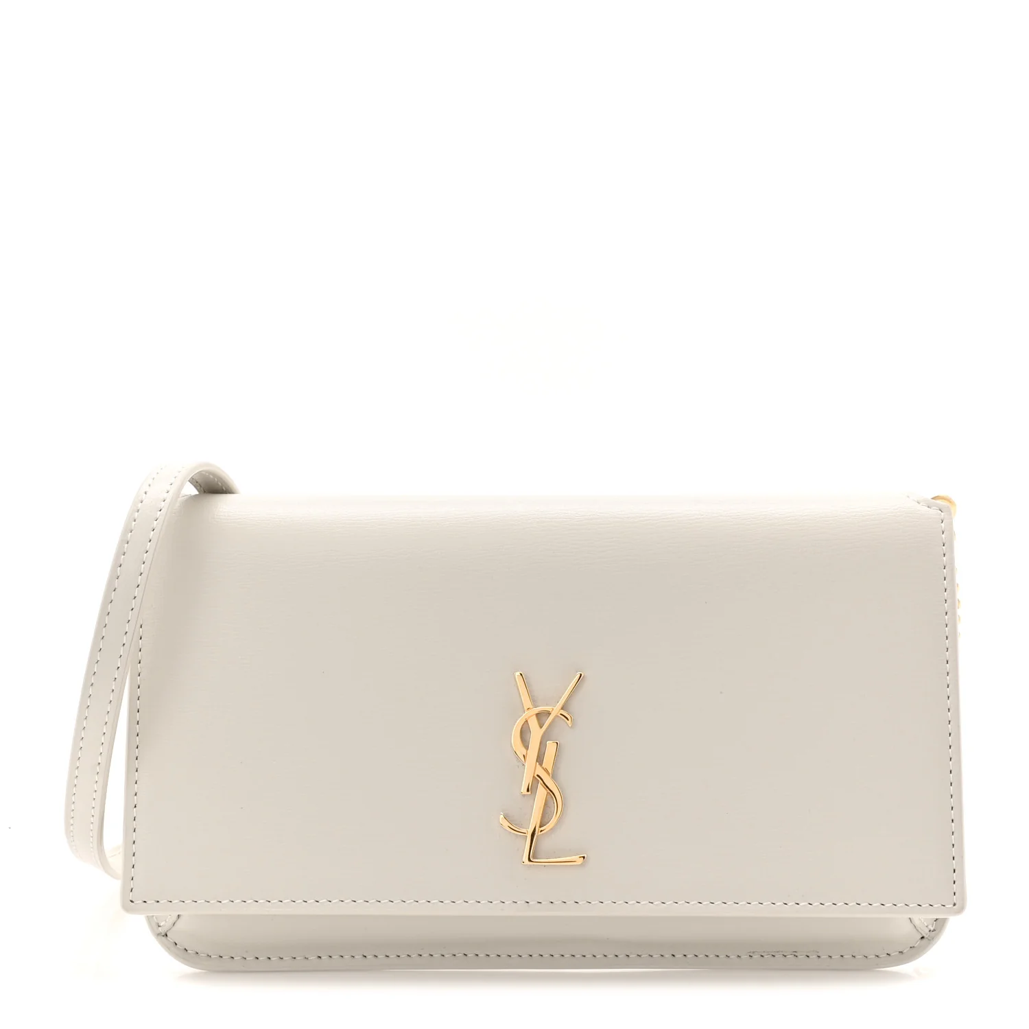 Smooth Calfskin Monogram Phone Holder Crossbody Crema Soft