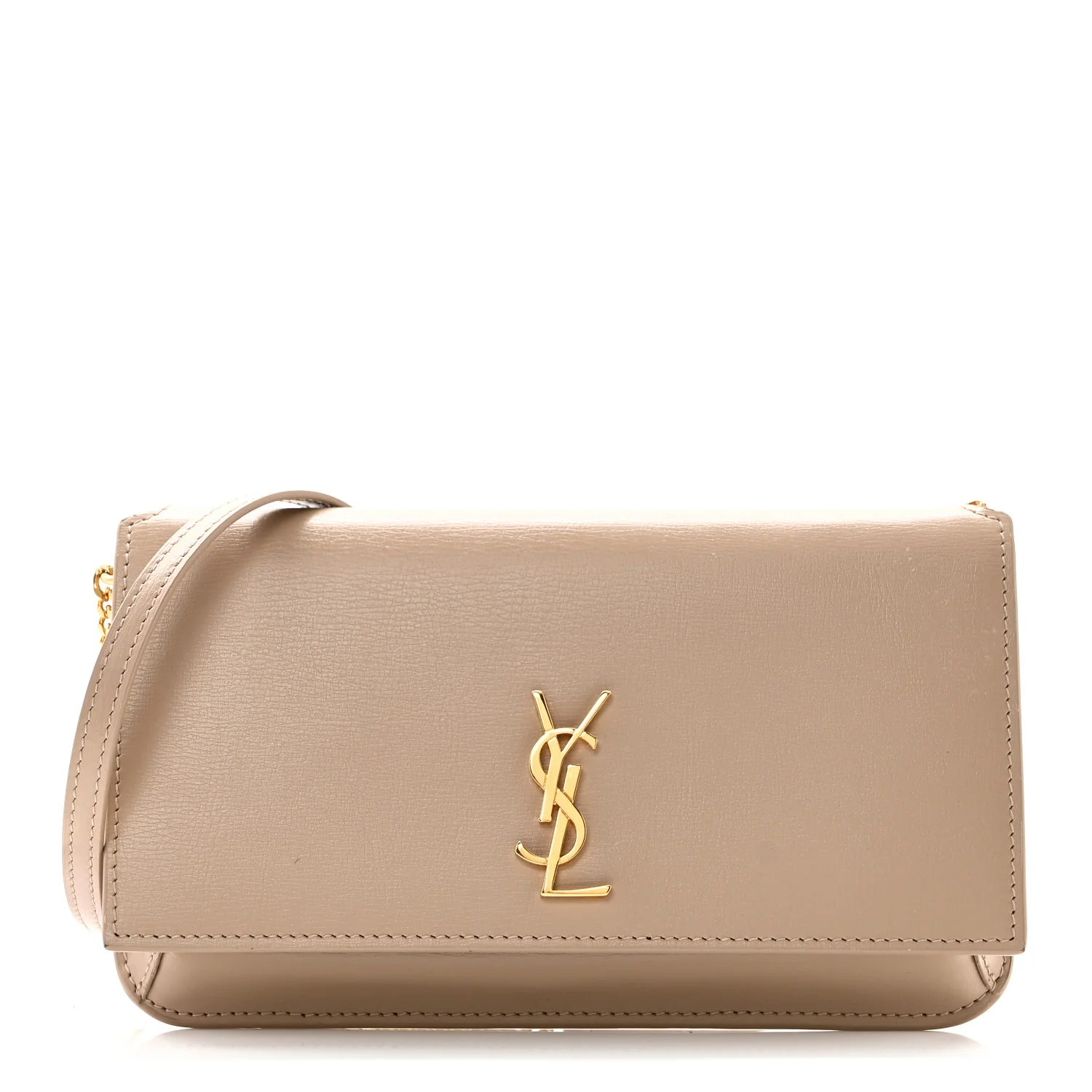 Smooth Calfskin Monogram Phone Holder Crossbody Dark Beige