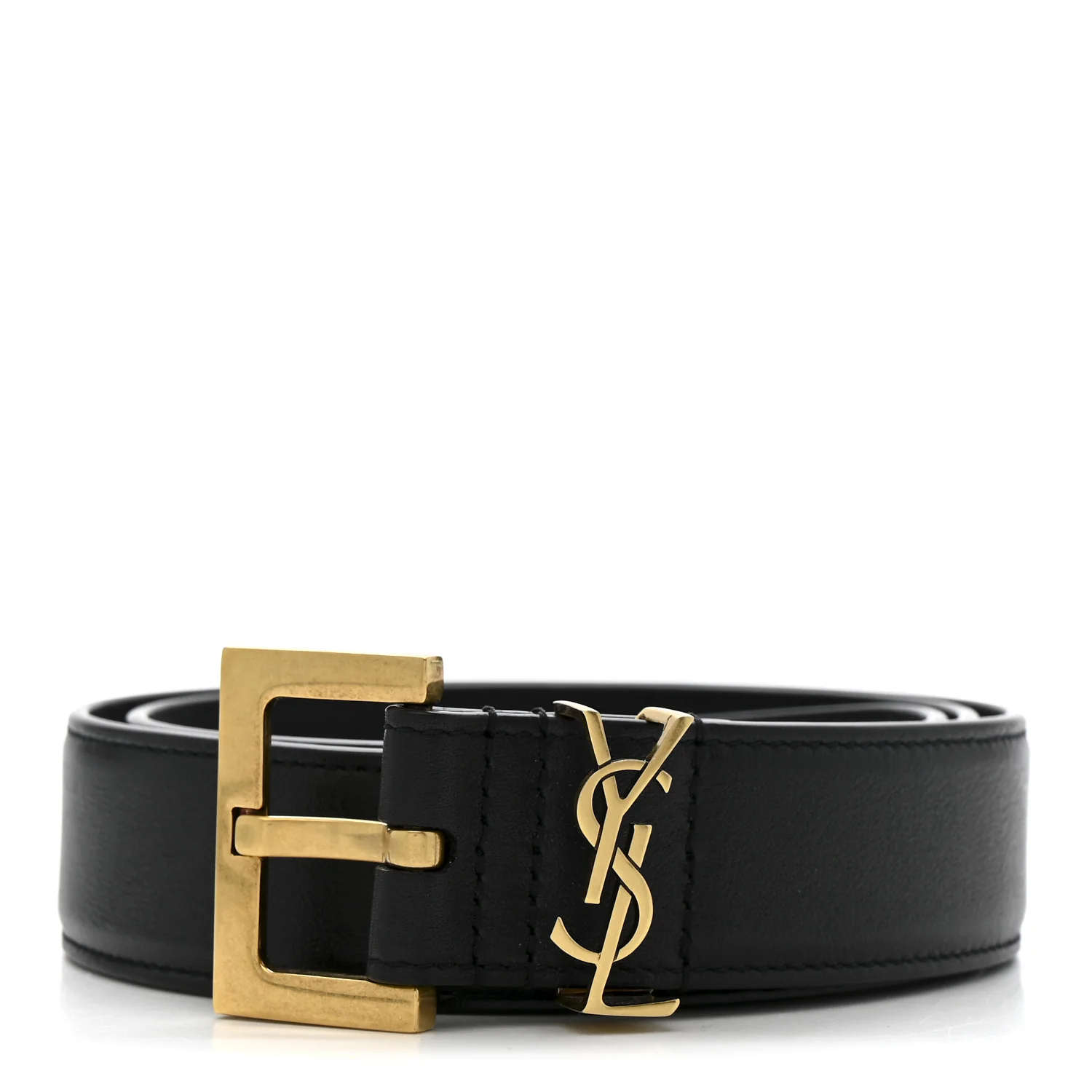 Smooth Calfskin Monogram Square Buckle Belt 75 30 Black