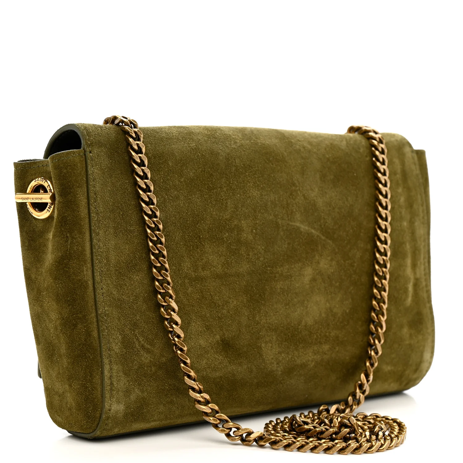 Smooth Calfskin Suede Small Reversible Monogram Kate Satchel Loden Green - Image 3