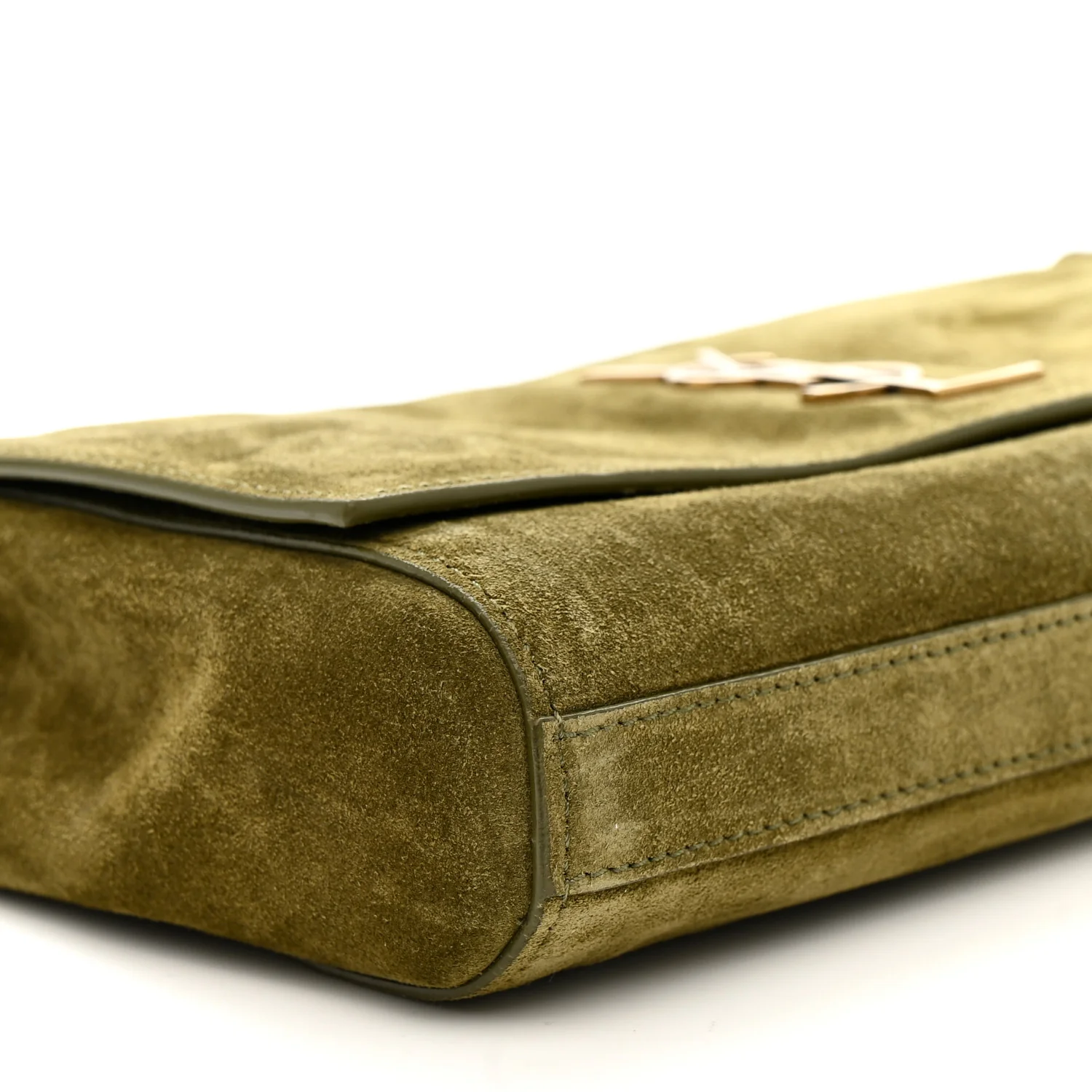 Smooth Calfskin Suede Small Reversible Monogram Kate Satchel Loden Green - Image 9