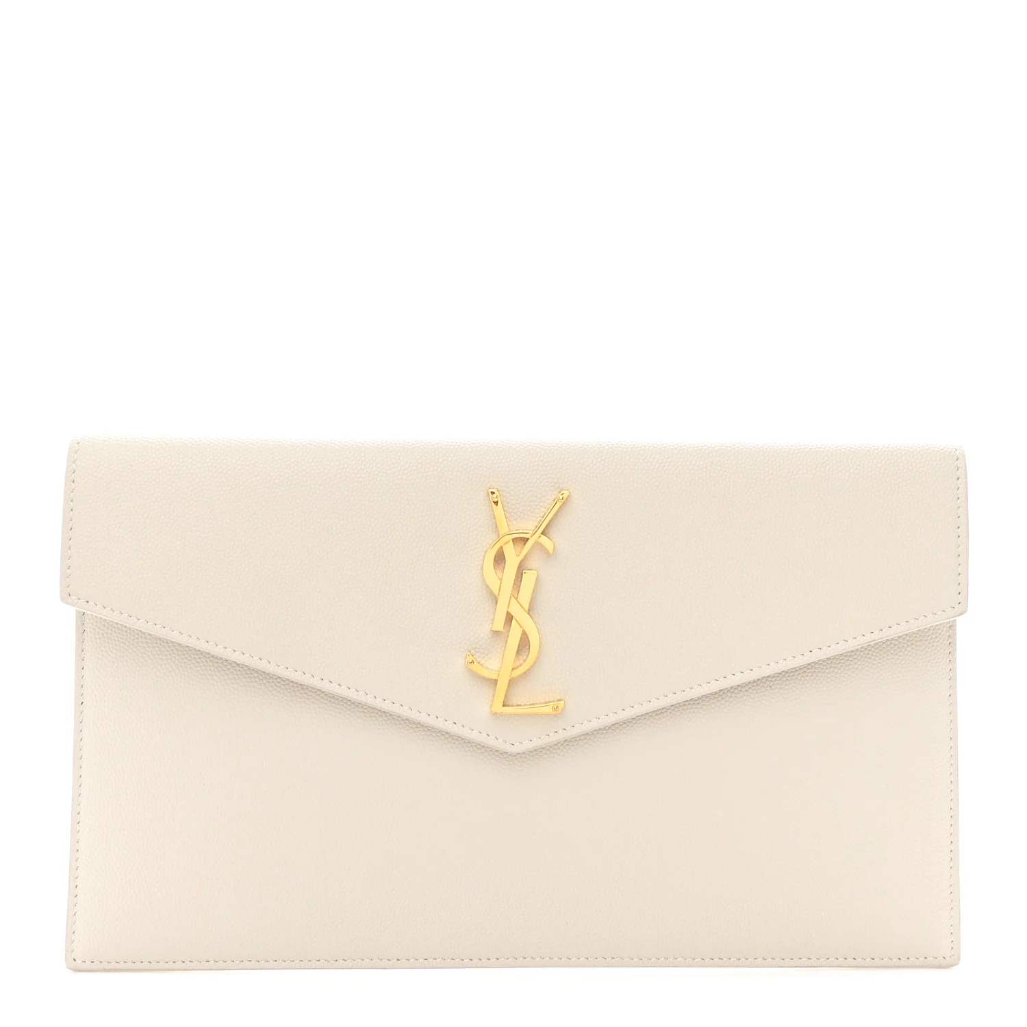 Smooth Shiny Calfskin Uptown Pouch Crema Soft