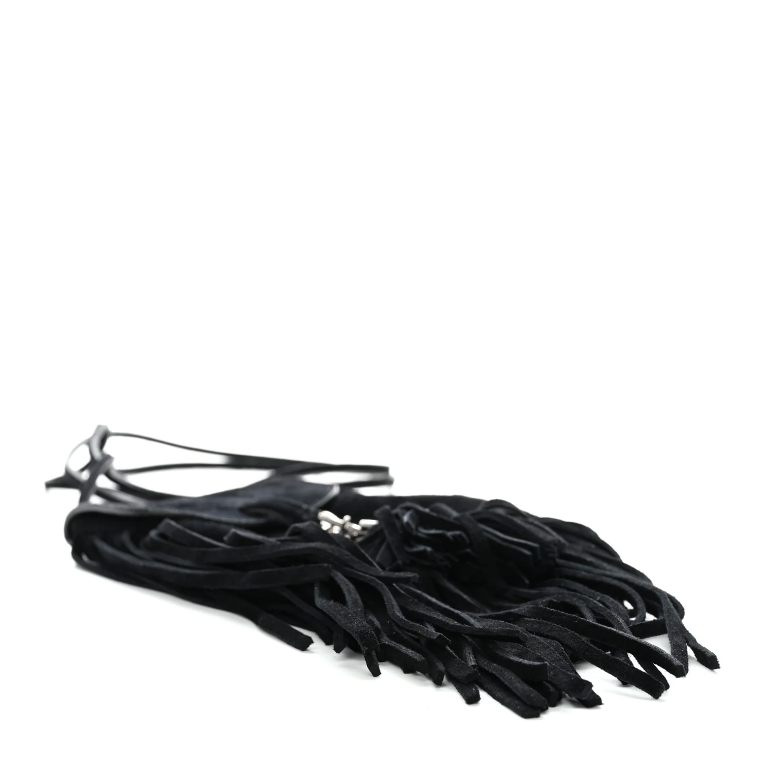 Suede Fringe Toy Monogram Anita Crossbody Bag Black - Image 4