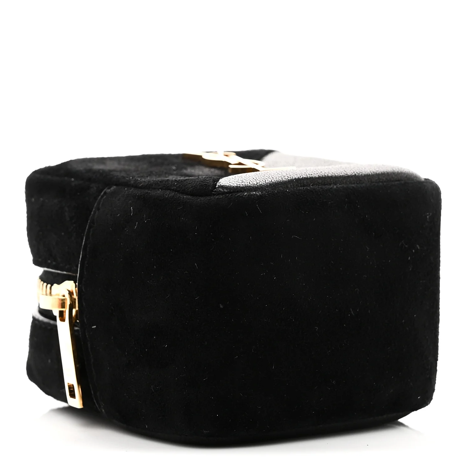 Suede Lambskin Jaime Cube Charm Keychain Black - Image 4