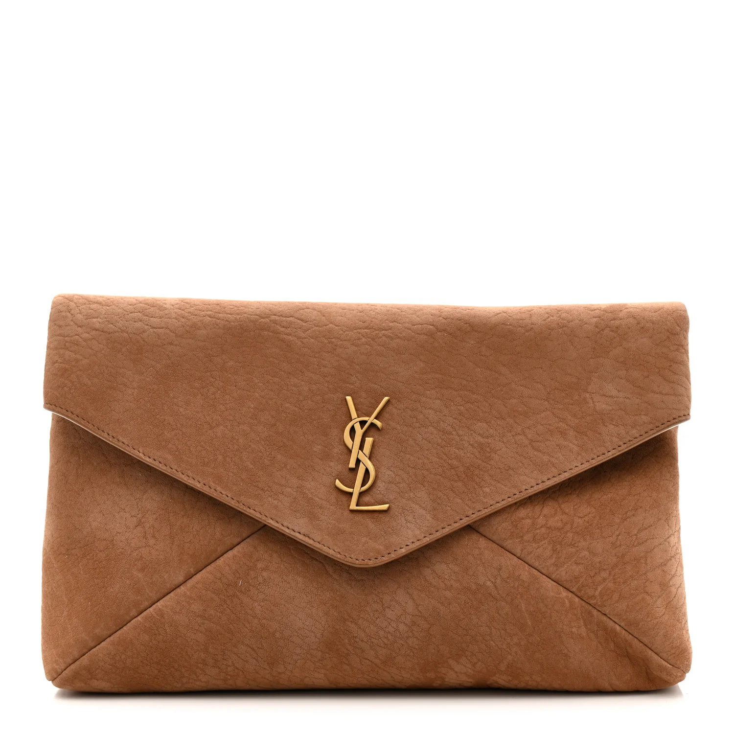 Suede Large Cassandre Envelope Pouch Golden Leaf