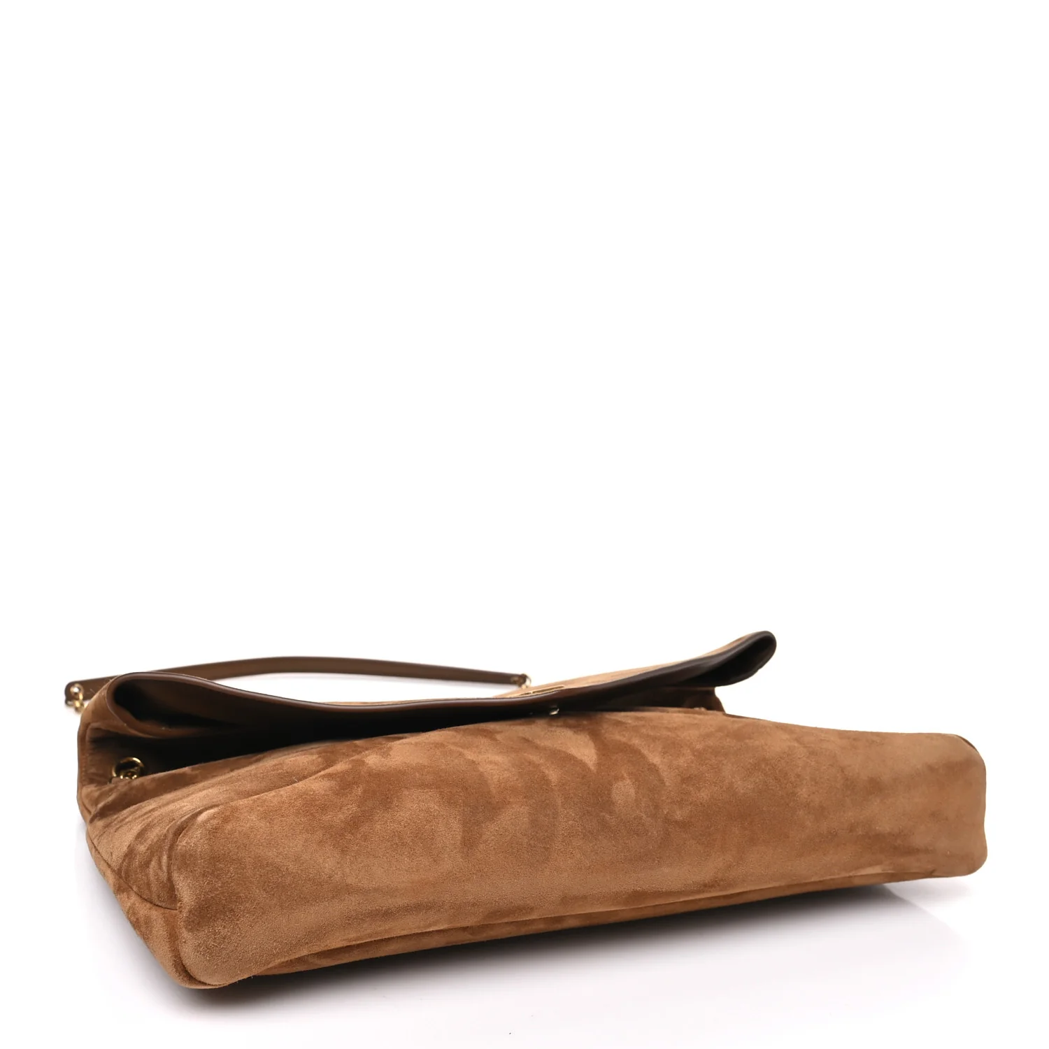 Suede Large Cassandre Pouch On Chain Caramel Cognac - Image 4