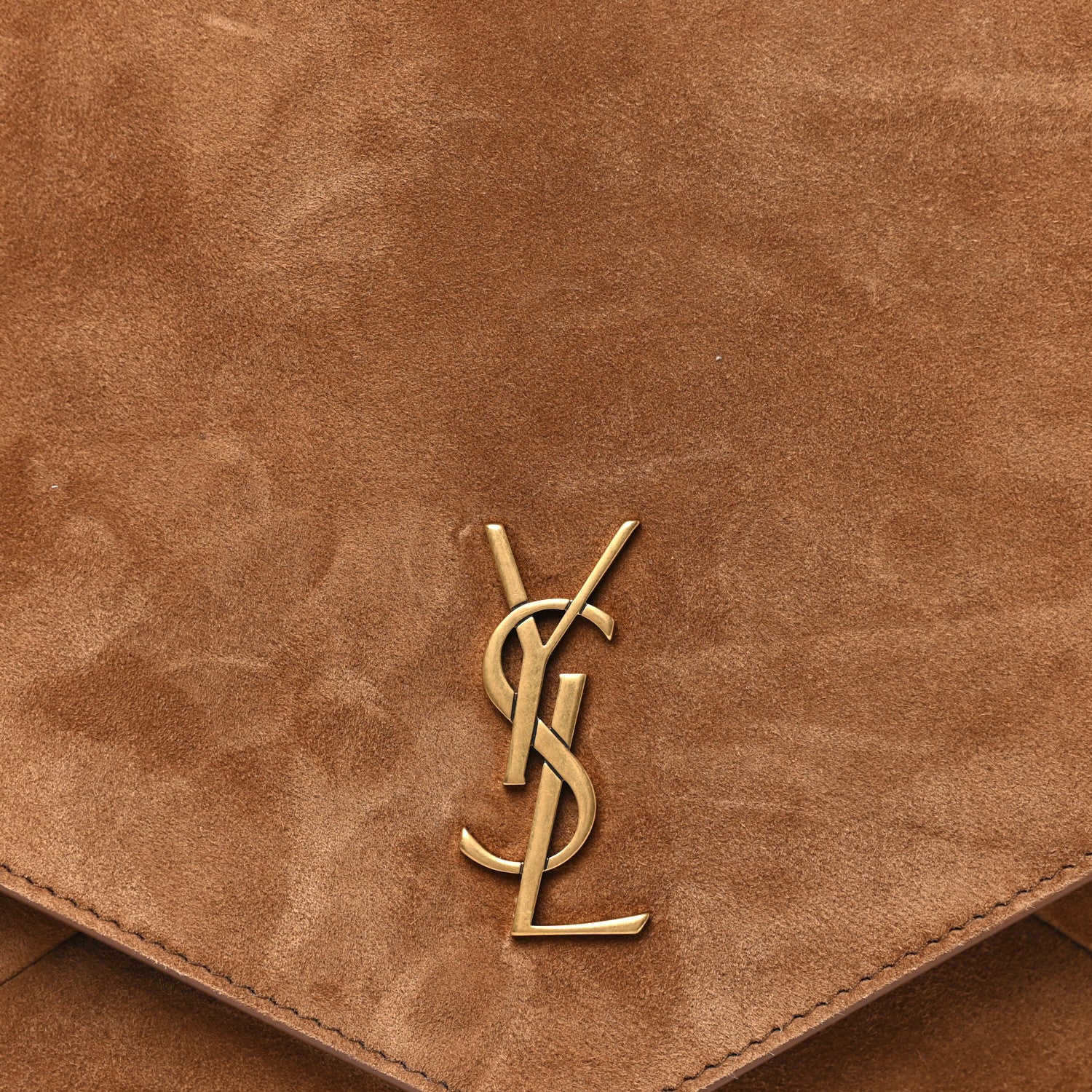 Suede Large Cassandre Pouch On Chain Caramel Cognac - Image 7