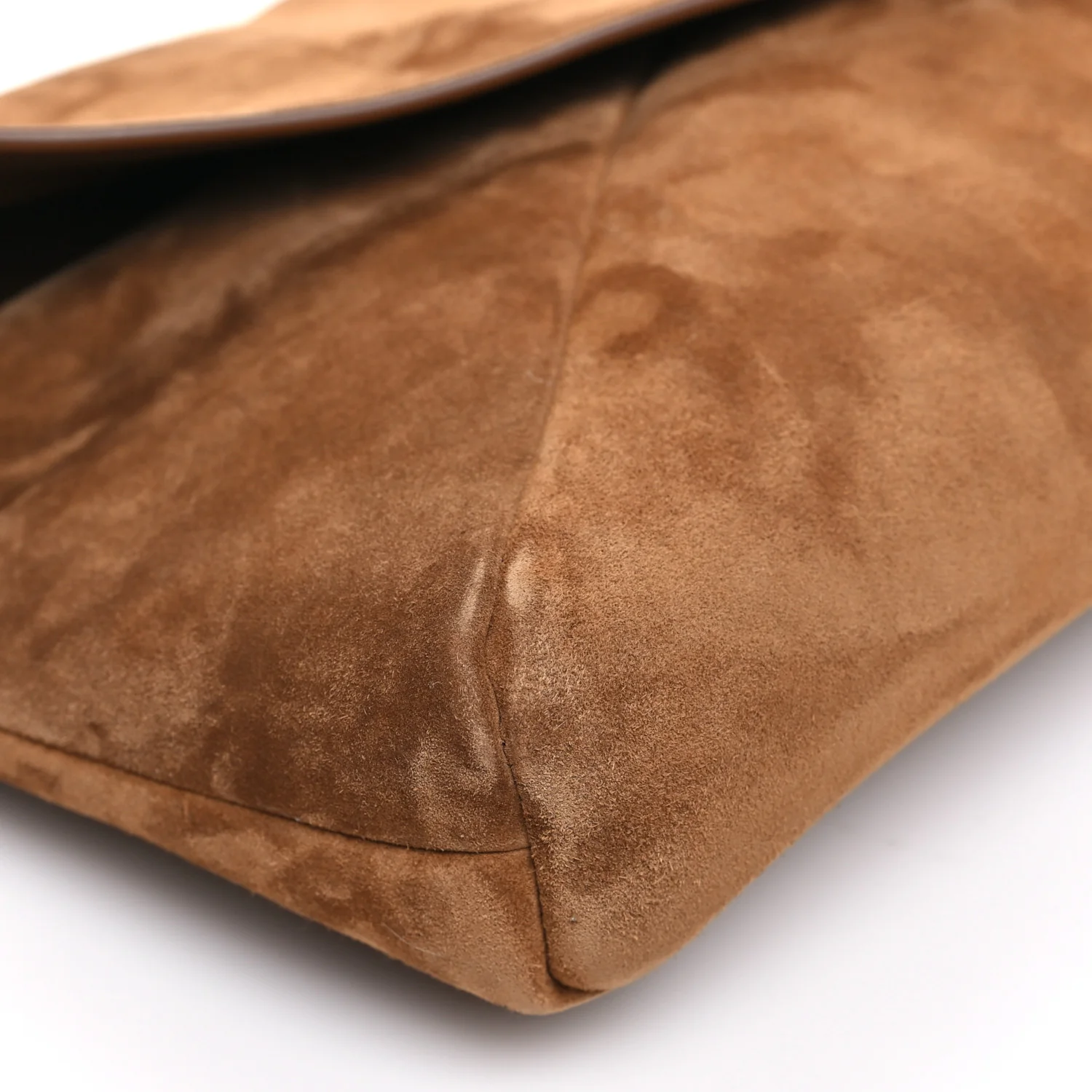 Suede Large Cassandre Pouch On Chain Caramel Cognac - Image 8