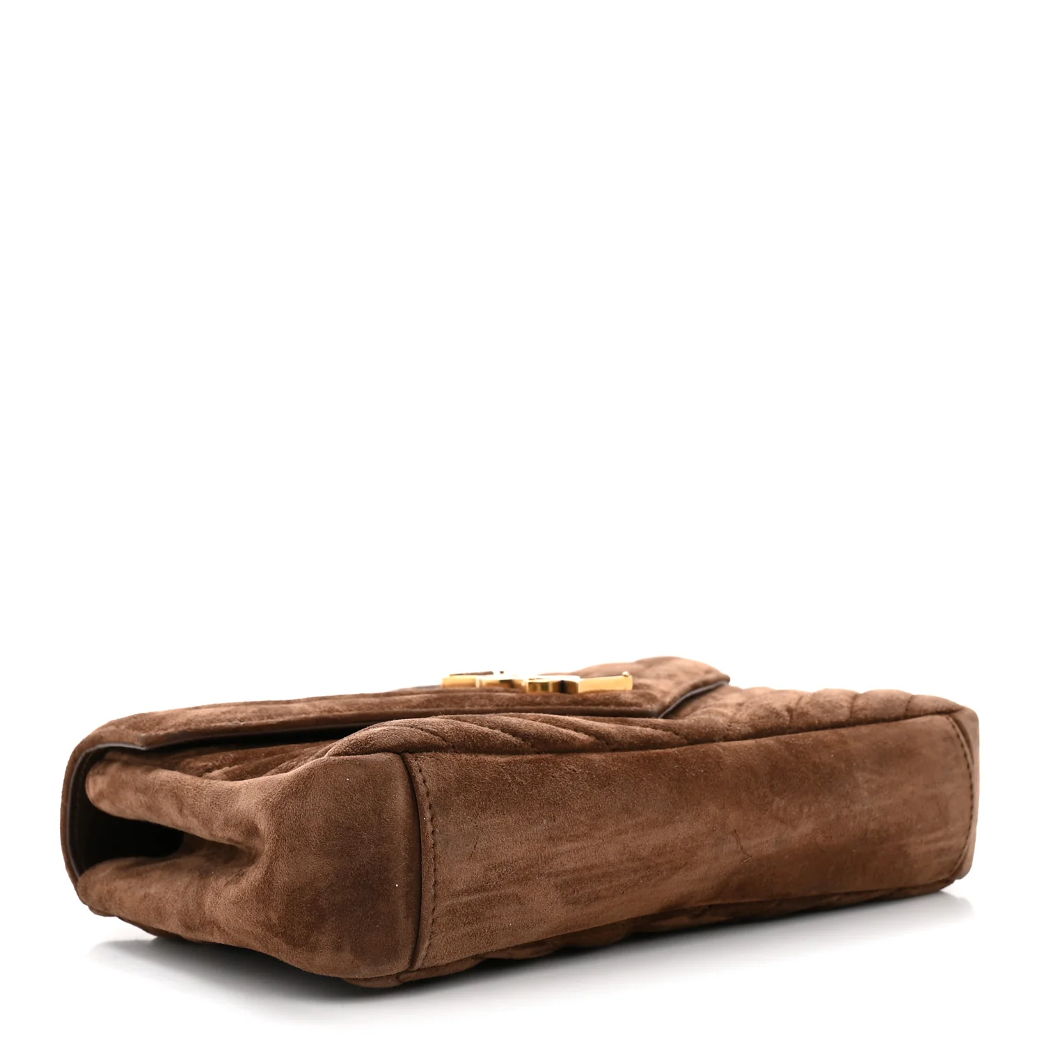 Suede Matelasse Chevron Monogram Medium College Bag Bark Brown - Image 3
