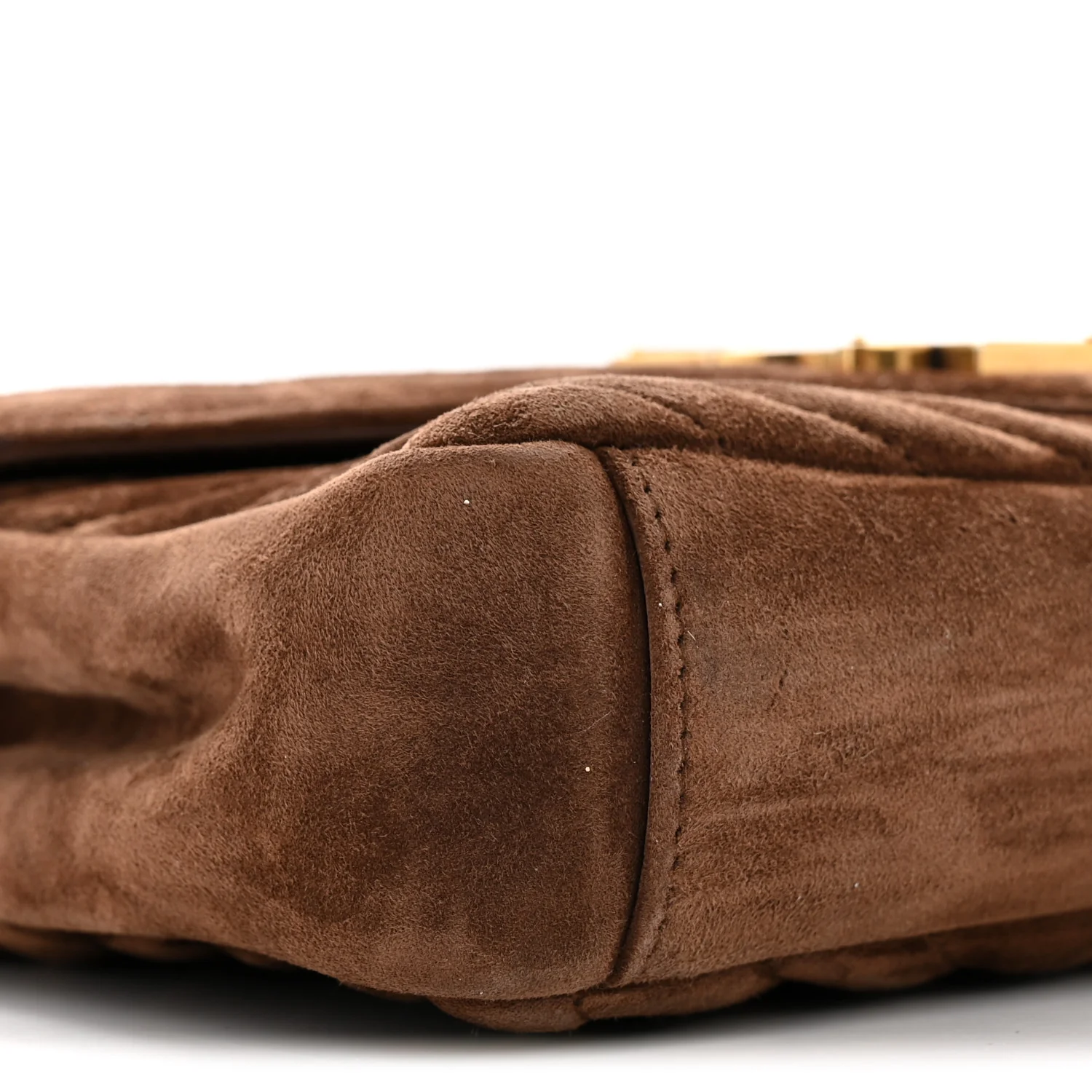 Suede Matelasse Chevron Monogram Medium College Bag Bark Brown - Image 8