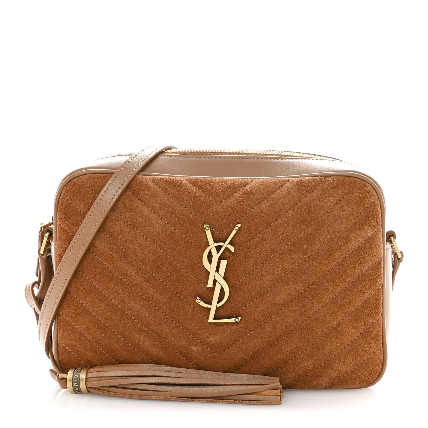 Suede Matelasse Monogram Lou Camera Bag Cinnamon