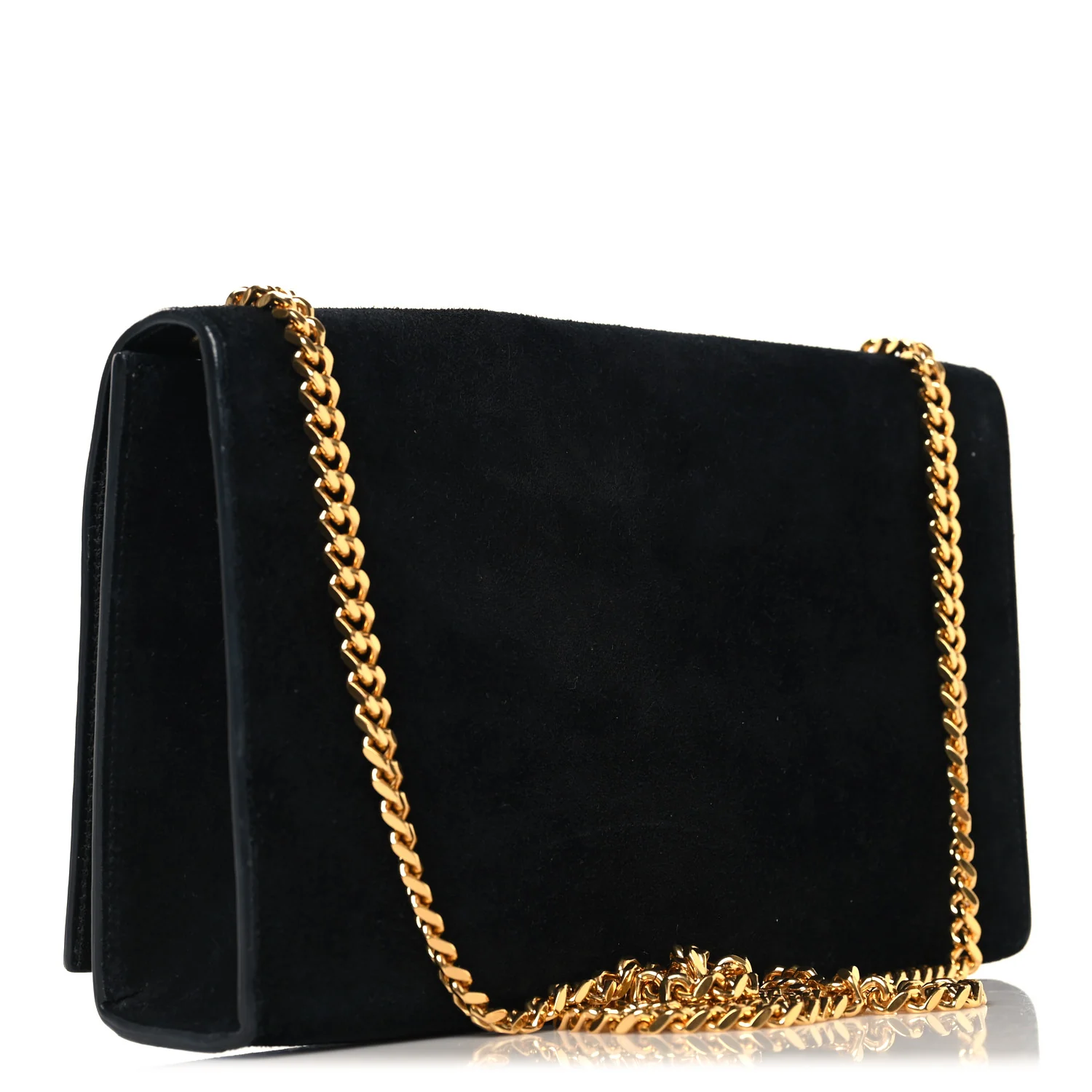 Suede Medium Monogram Kate Tassel Shoulder Bag Black - Image 3