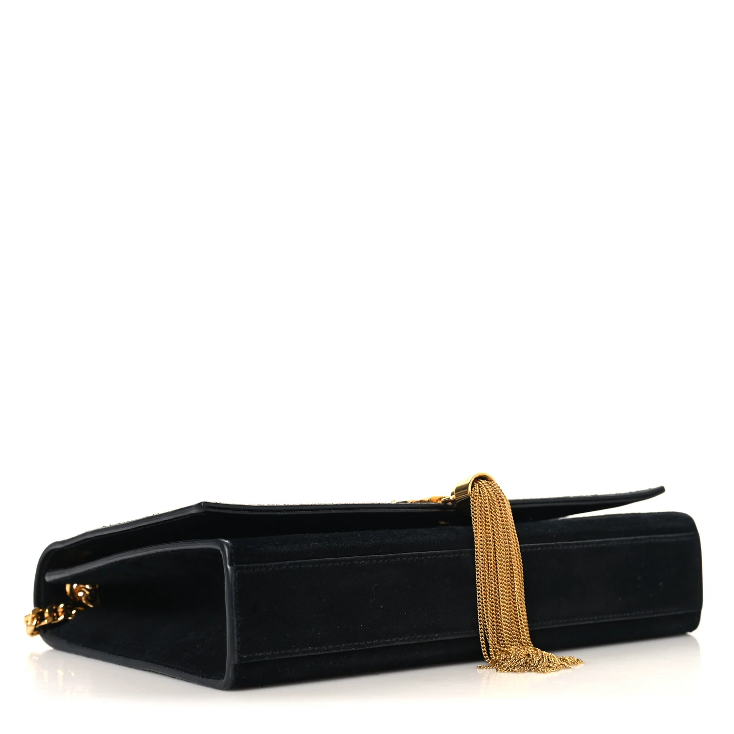 Suede Medium Monogram Kate Tassel Shoulder Bag Black - Image 4