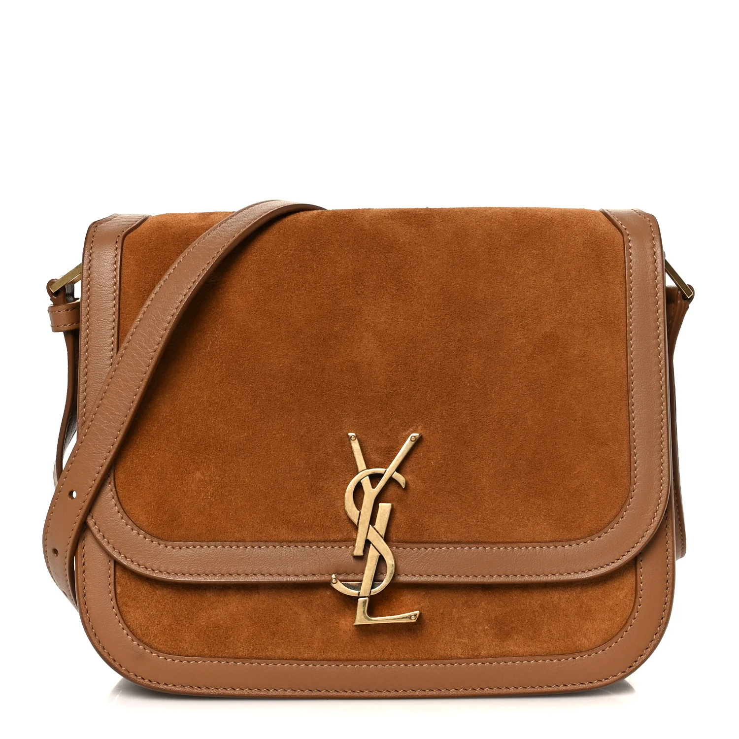Suede Smooth Calfskin Monogram Medium Solferino Soft Satchel Cinnamon