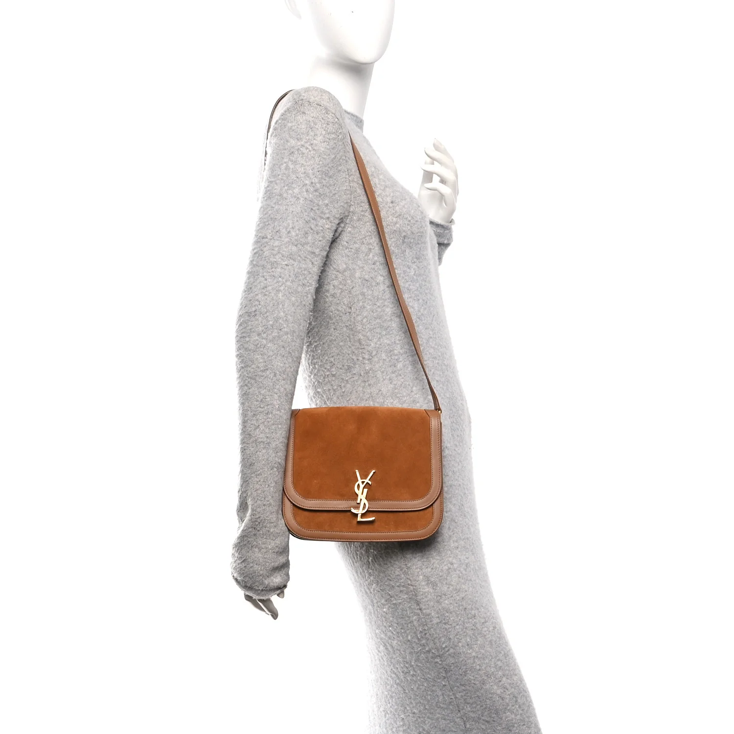 Suede Smooth Calfskin Monogram Medium Solferino Soft Satchel Cinnamon - Image 2