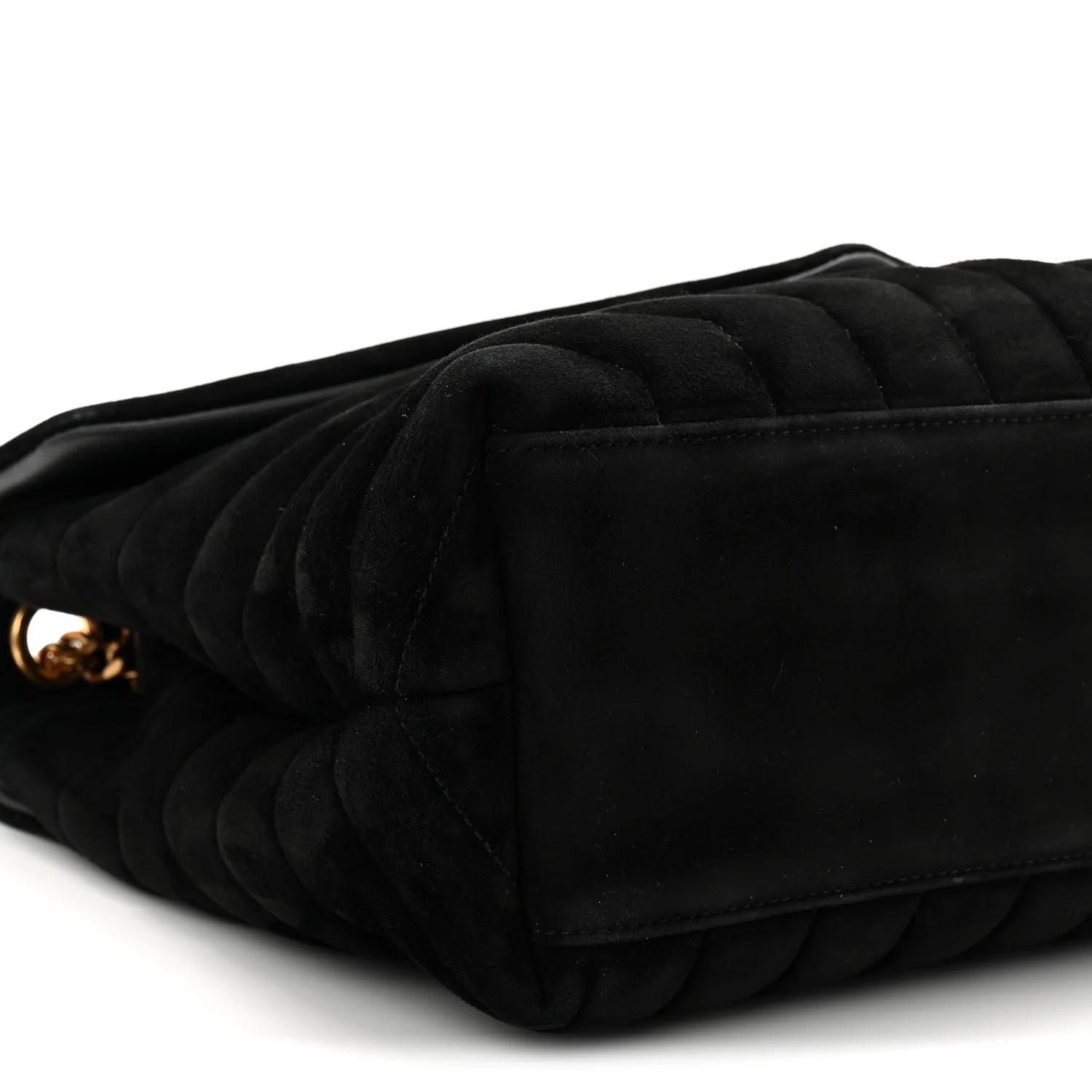 Suede Y Quilted Monogram Medium Loulou Chain Satchel Black - Image 17