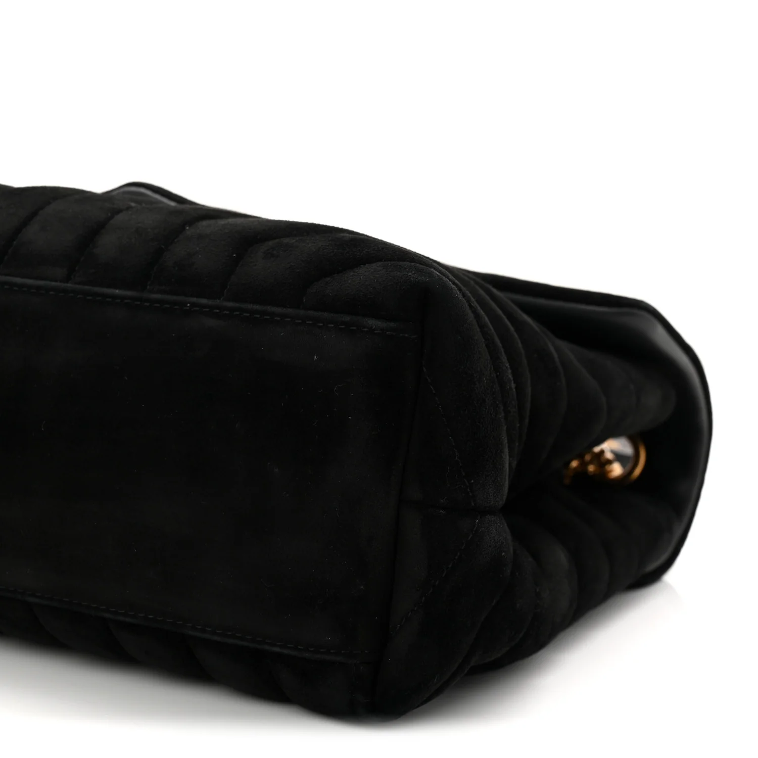 Suede Y Quilted Monogram Medium Loulou Chain Satchel Black - Image 19