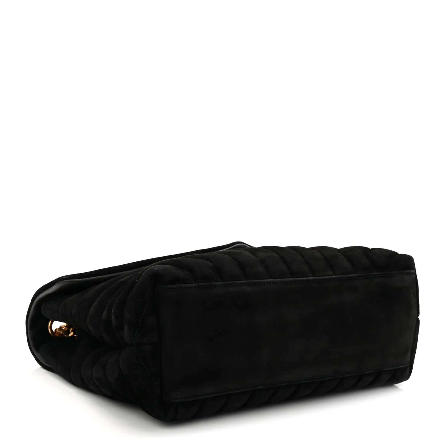 Suede Y Quilted Monogram Medium Loulou Chain Satchel Black - Image 7
