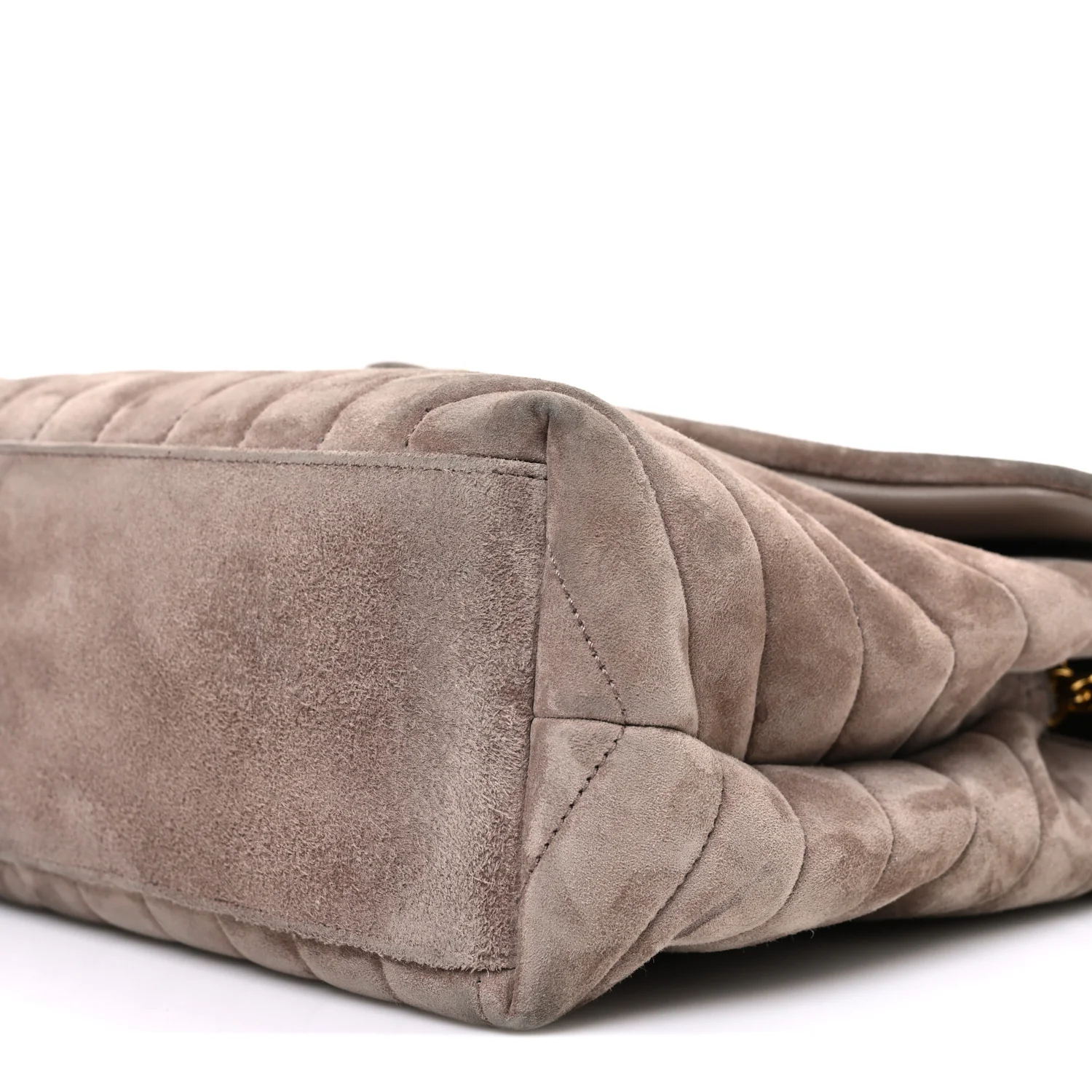 Suede Y Quilted Monogram Medium Loulou Chain Satchel Taupe - Image 10