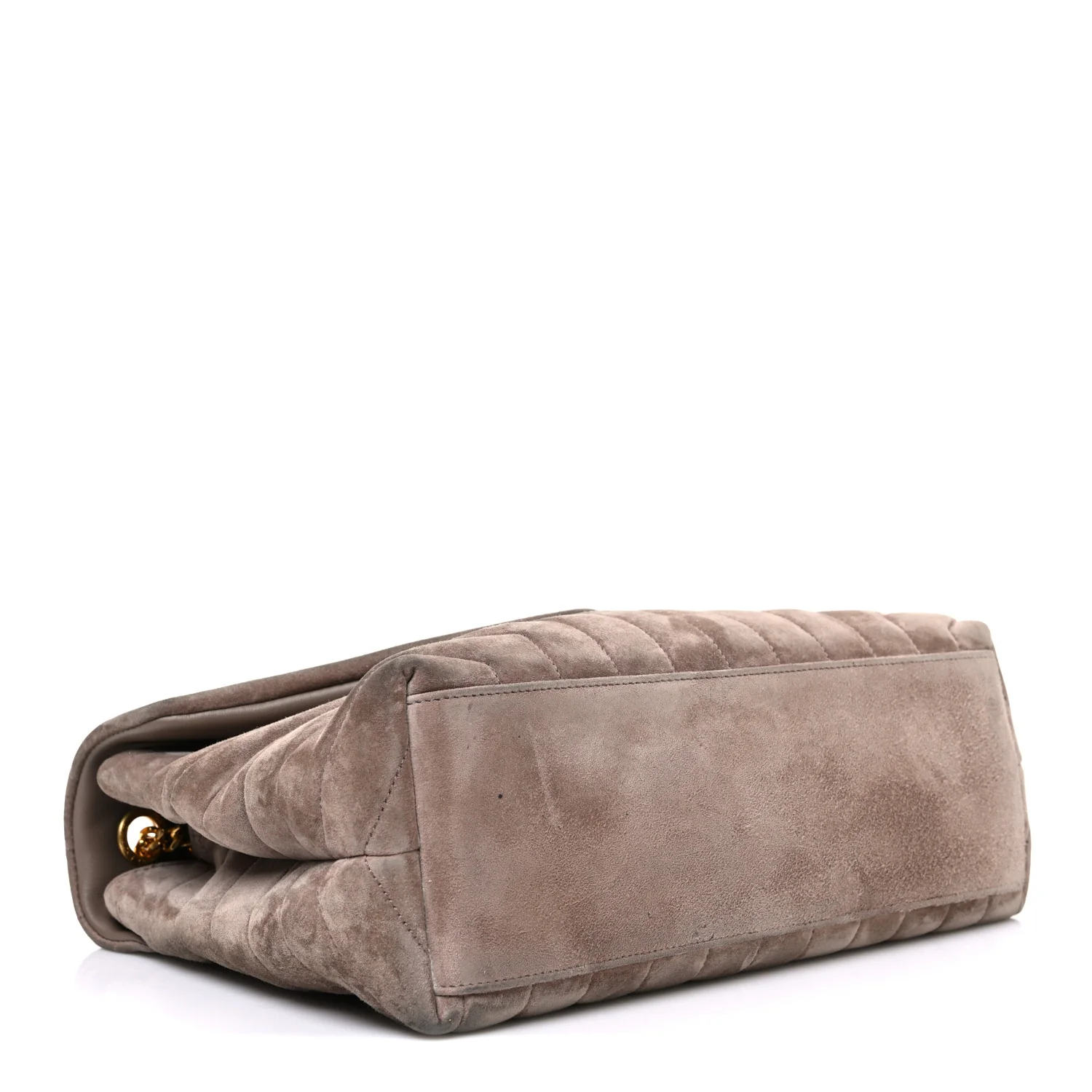 Suede Y Quilted Monogram Medium Loulou Chain Satchel Taupe - Image 4
