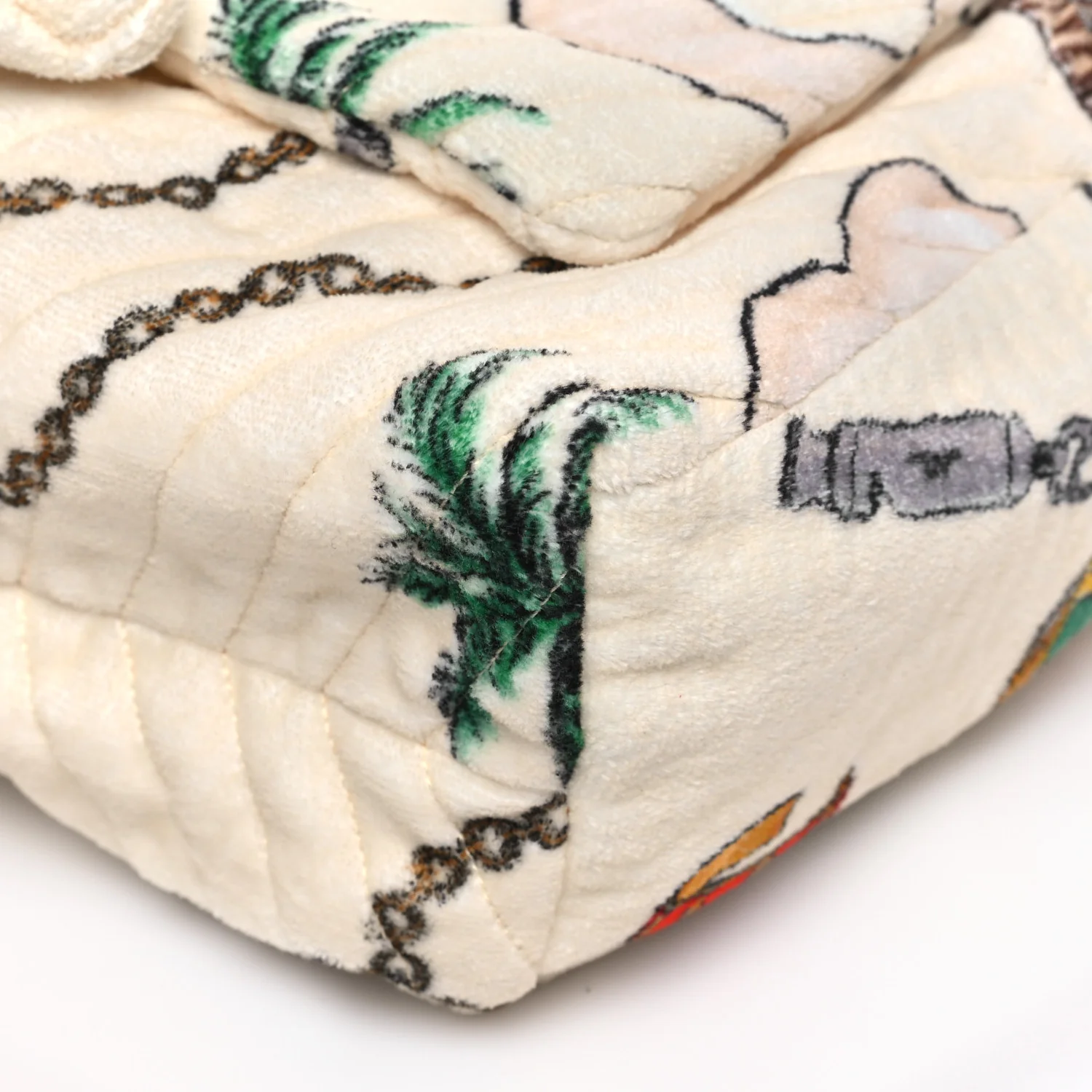 Terrycloth Summer Print Matelasse Backpack Poudre White Multicolor - Image 9