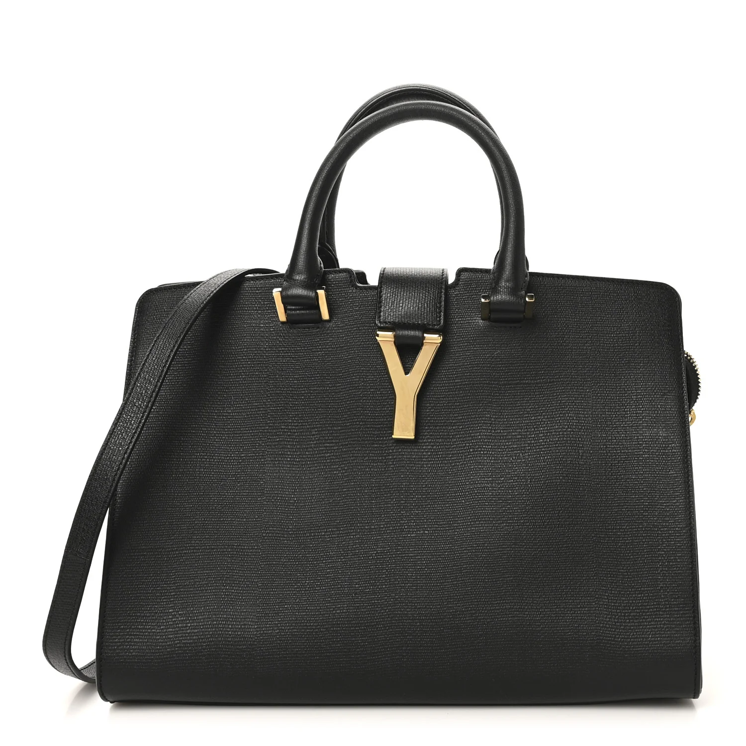 Textured Calfskin Medium Classic Y Cabas Black