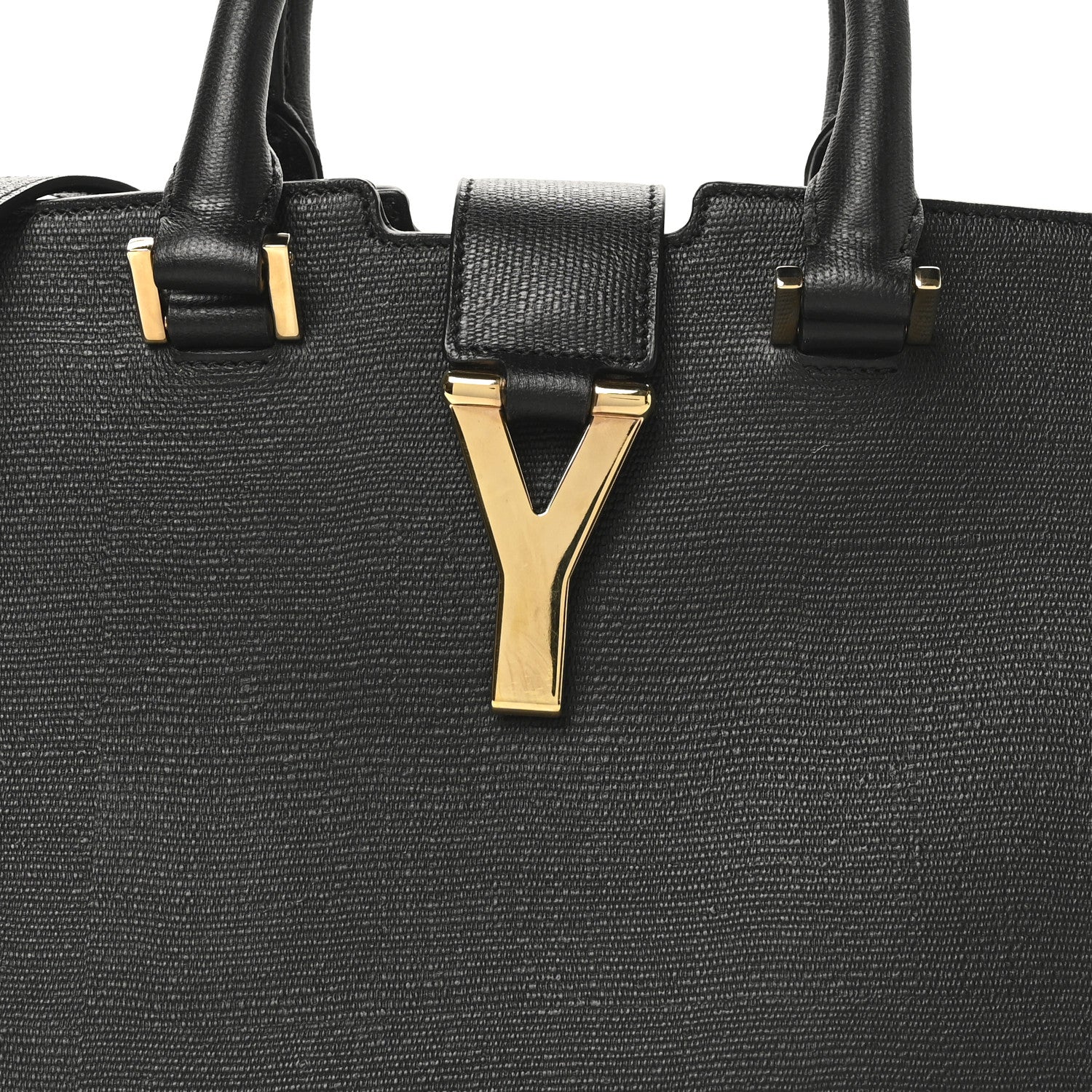 Textured Calfskin Medium Classic Y Cabas Black - Image 7
