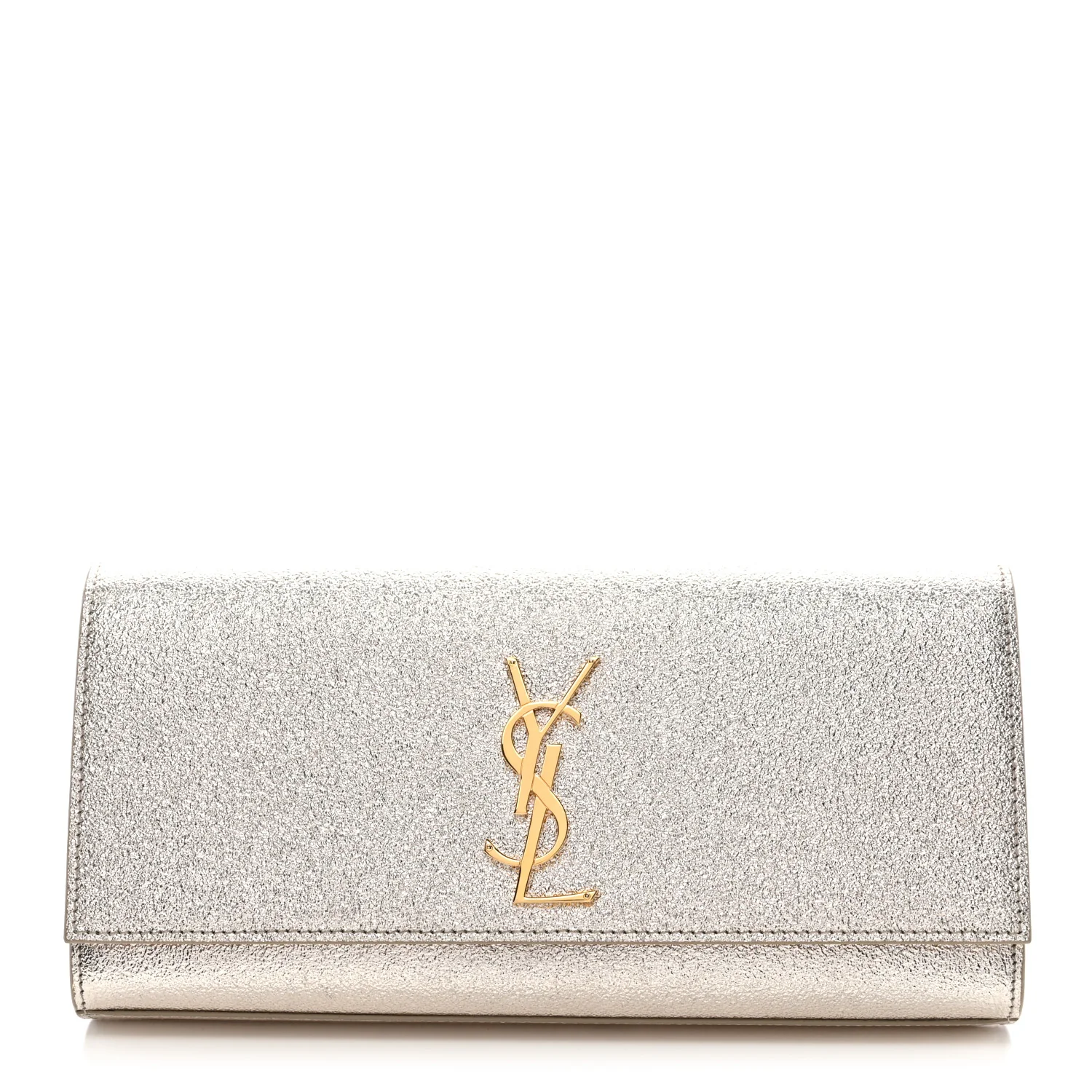 Textured Metallic Calfskin Classic Monogram Cassandre Clutch Pale Gold