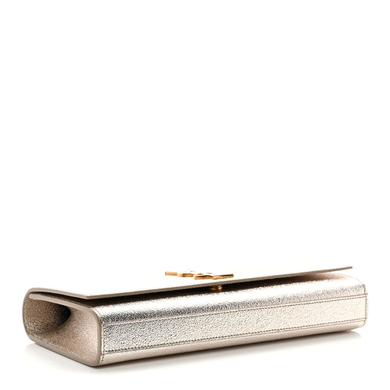 Textured Metallic Calfskin Classic Monogram Cassandre Clutch Pale Gold - Image 4