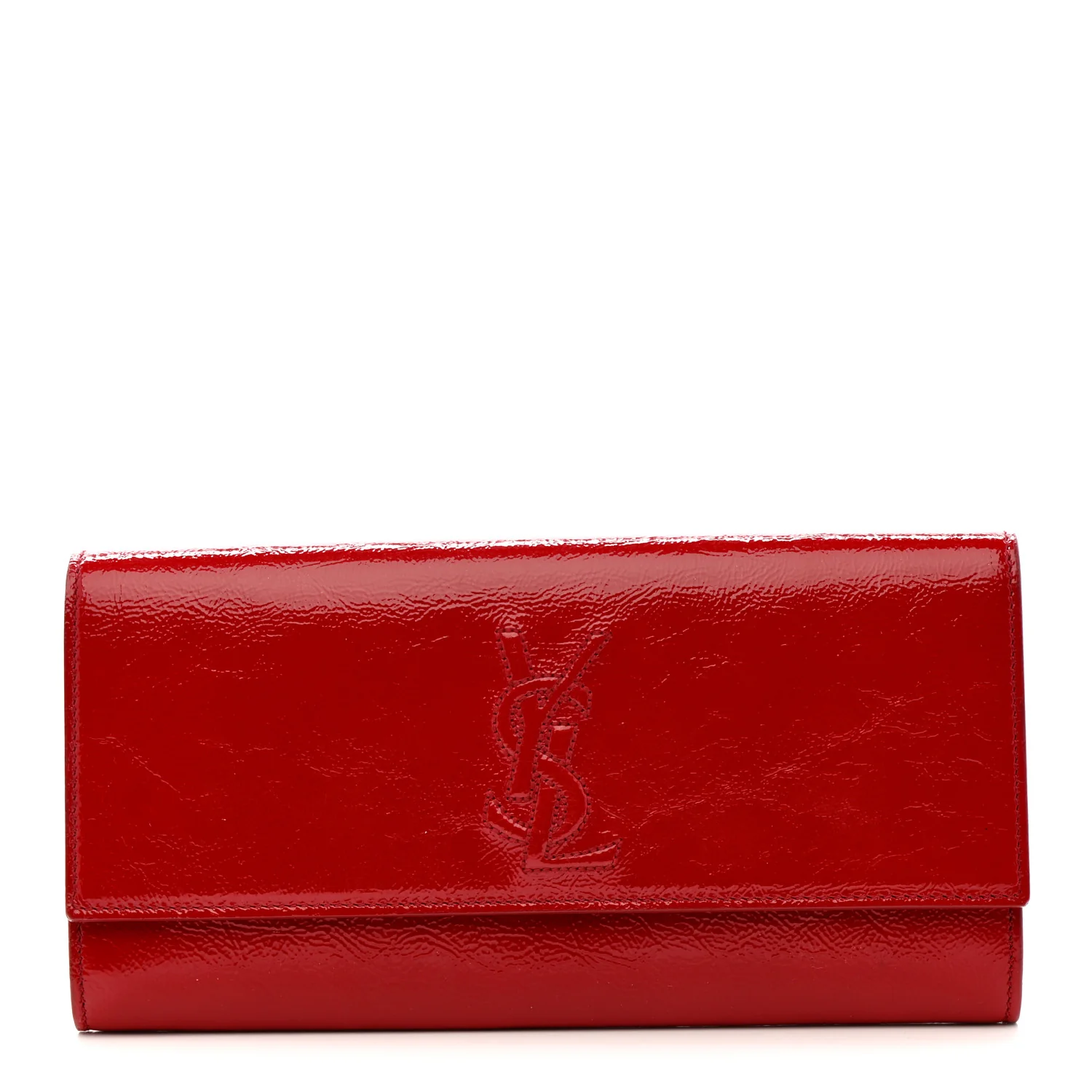 Textured Patent Monogram Large Belle De Jour Clutch Red