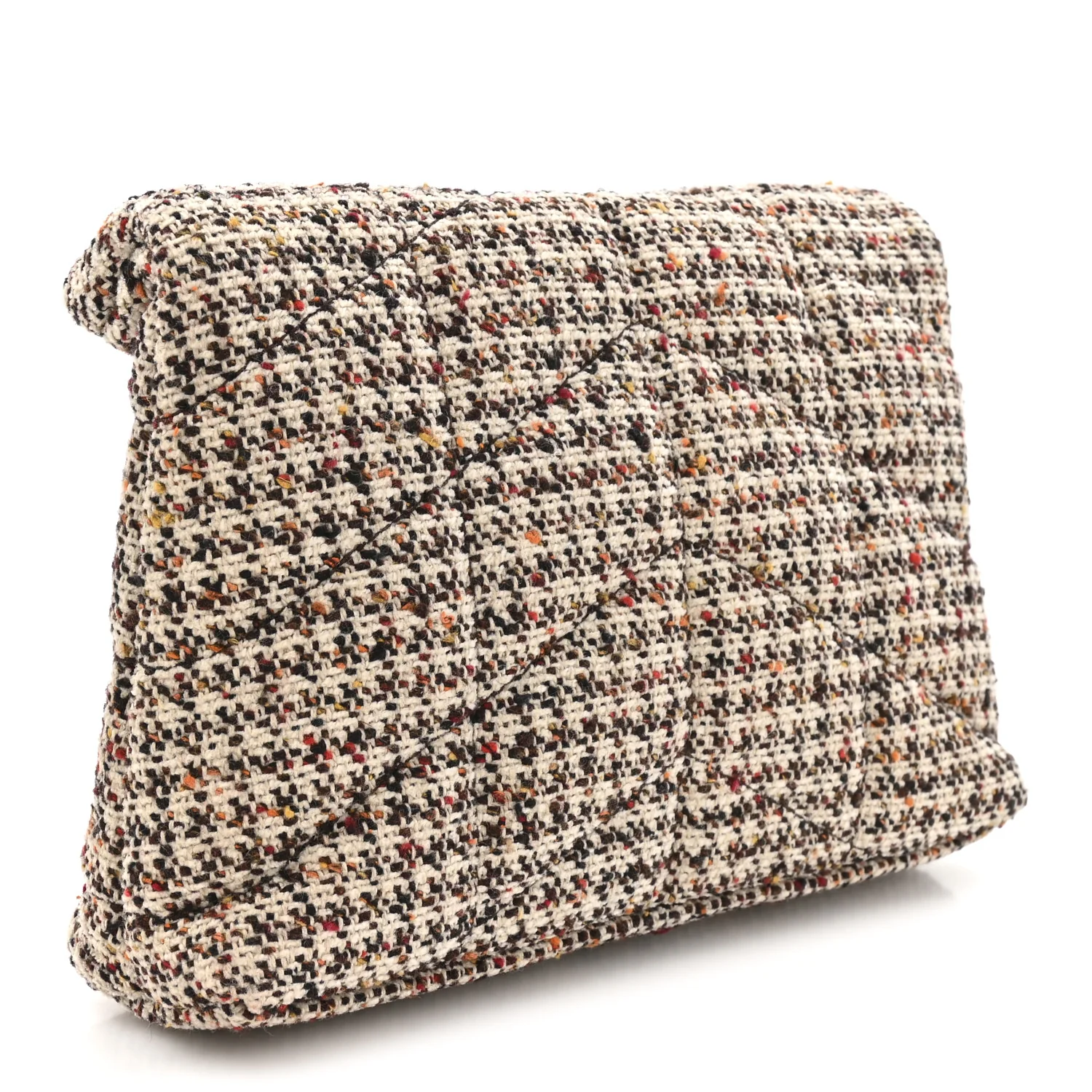 Tweed Quilted Loulou Puffer Monogram Pouch Clutch Beige Umber Multicolor - Image 4