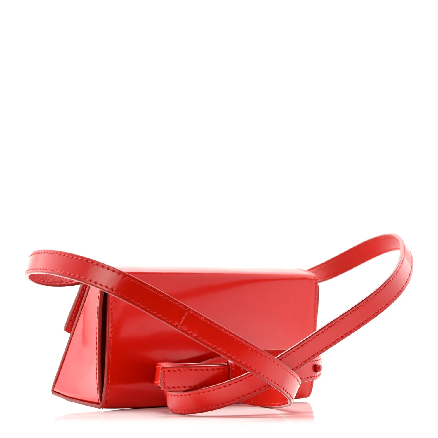 Brushed Calfskin Mini Geometric Clutch Bag Flame Red - Image 3