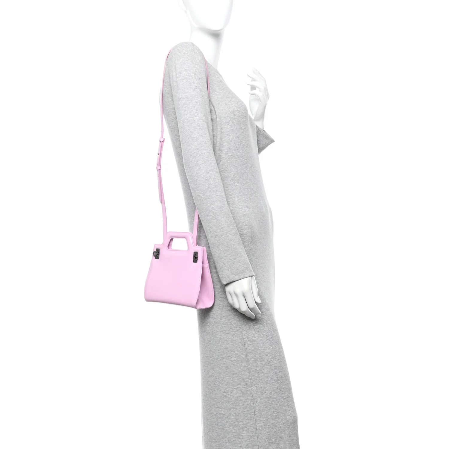 Brushed Calfskin Mini Wanda Top Handle Bag Bubble Gum - Image 2