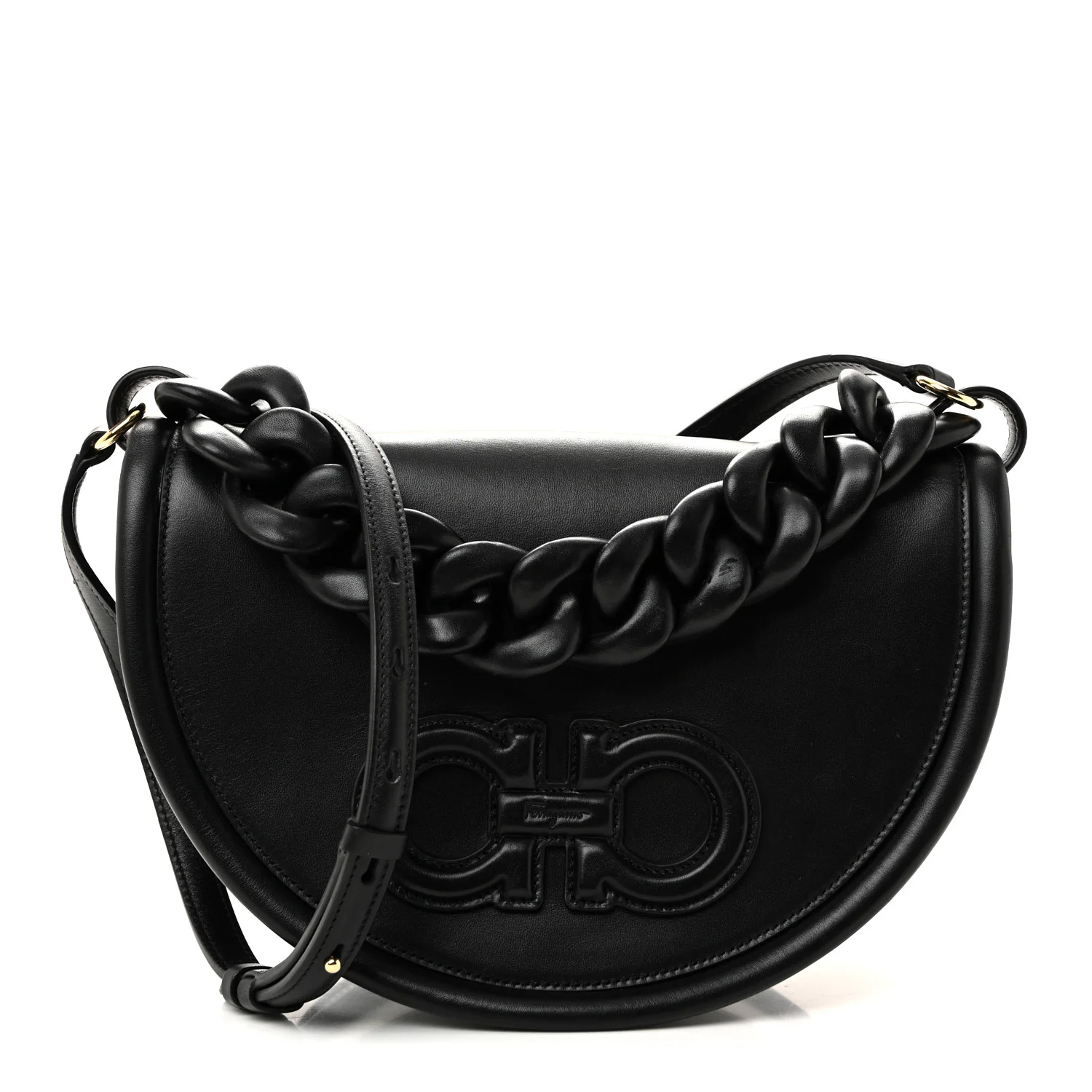 Calfskin Aura Shoulder Bag Black