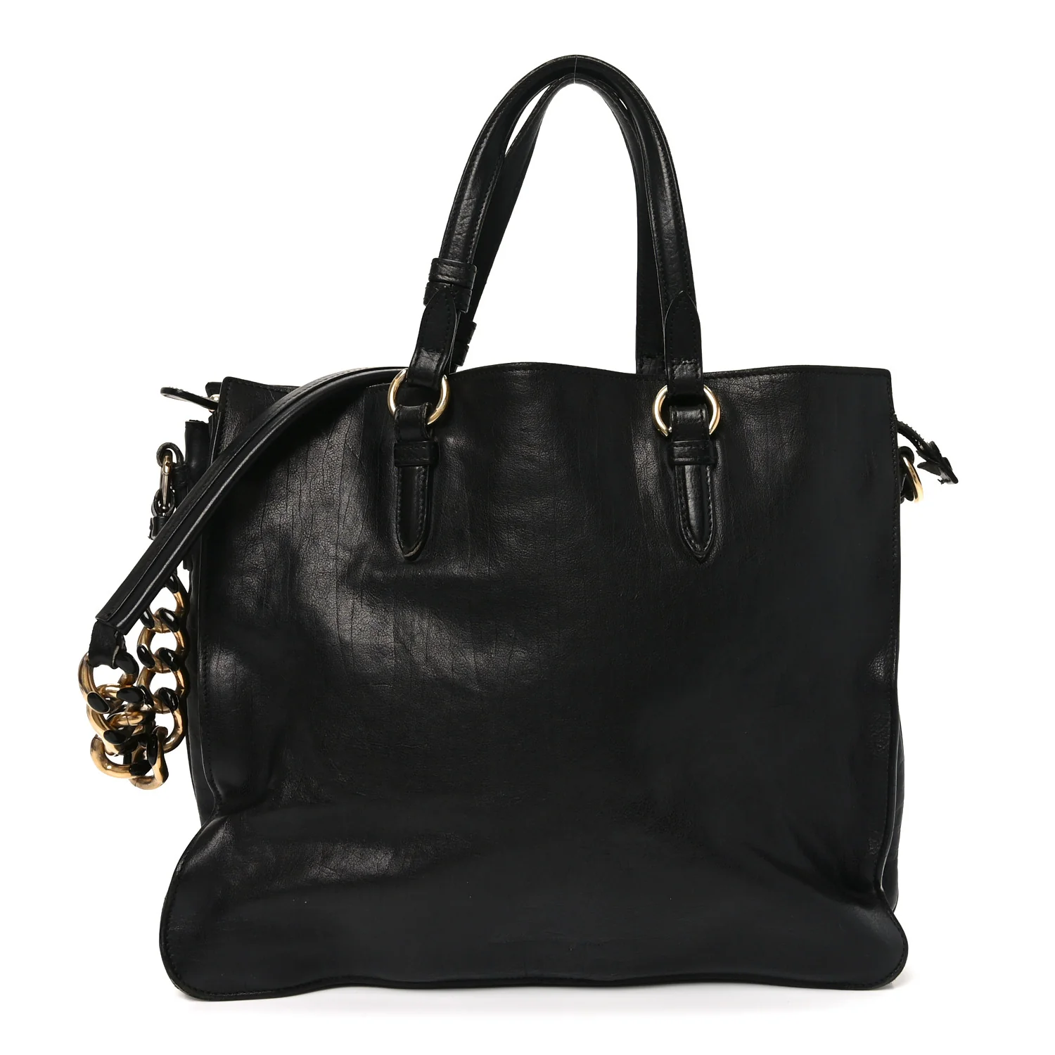 Calfskin Chain Tote Black