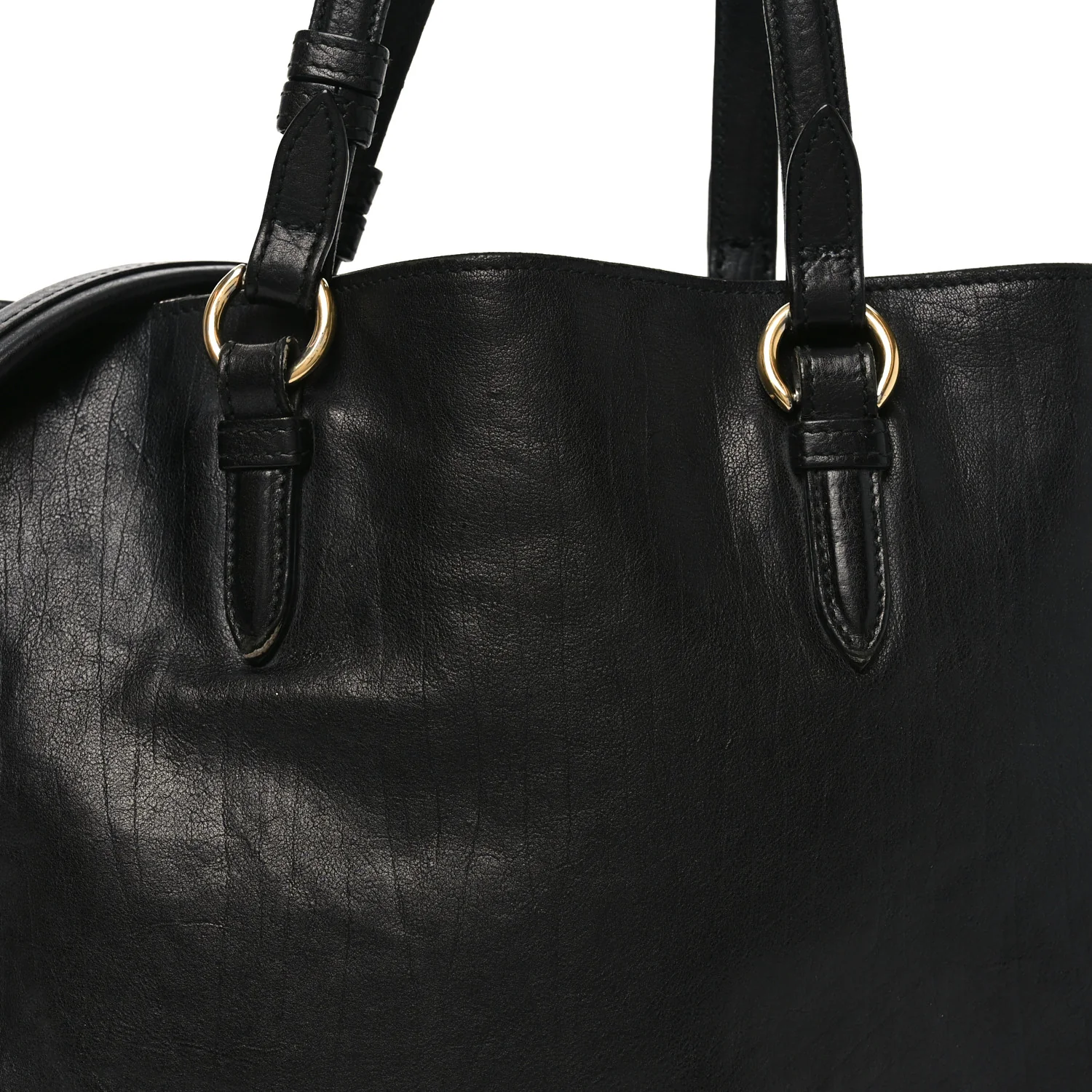 Calfskin Chain Tote Black - Image 8