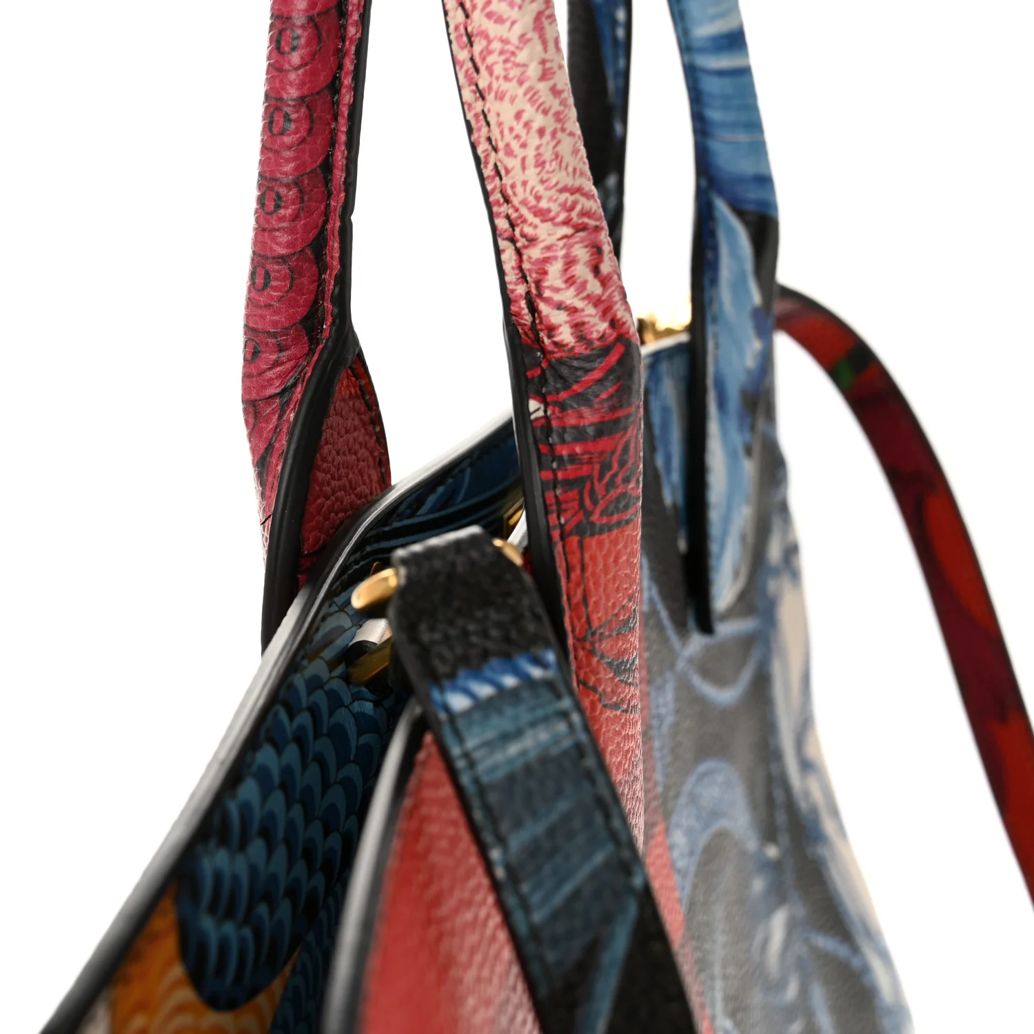 Calfskin Elisabetta Piccolo Print Large The Studio Bag Red Multicolor - Image 11
