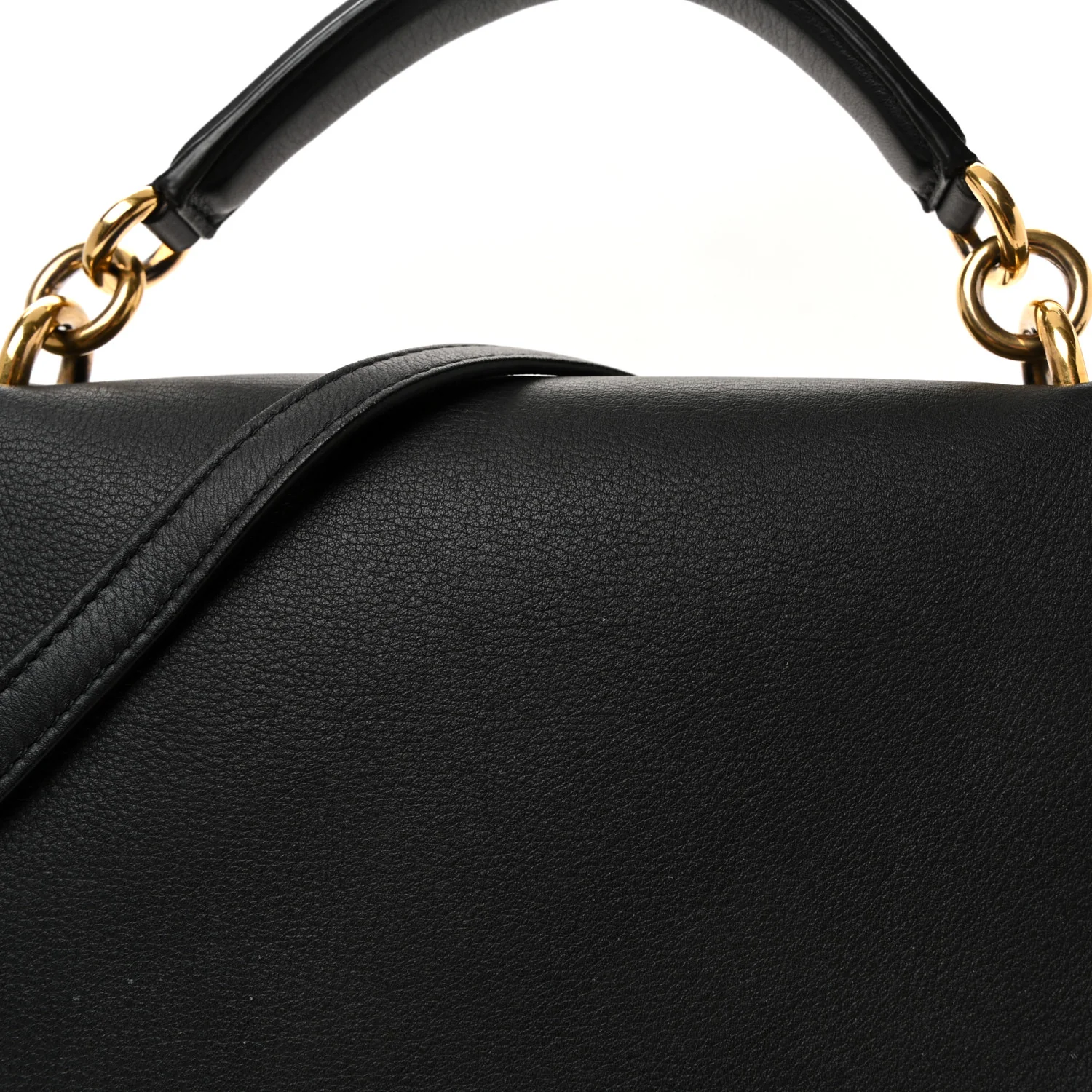 Calfskin Embossed Medium Margot Top Handle Satchel Black - Image 9